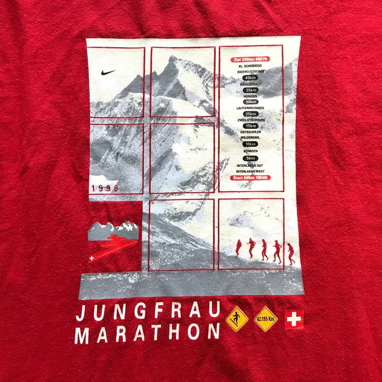 Nike × Vintage Vintage Red Nike Tee 1999 Jungfrau Marathon Size US L / EU 52-54 / 3 - 3 Thumbnail
