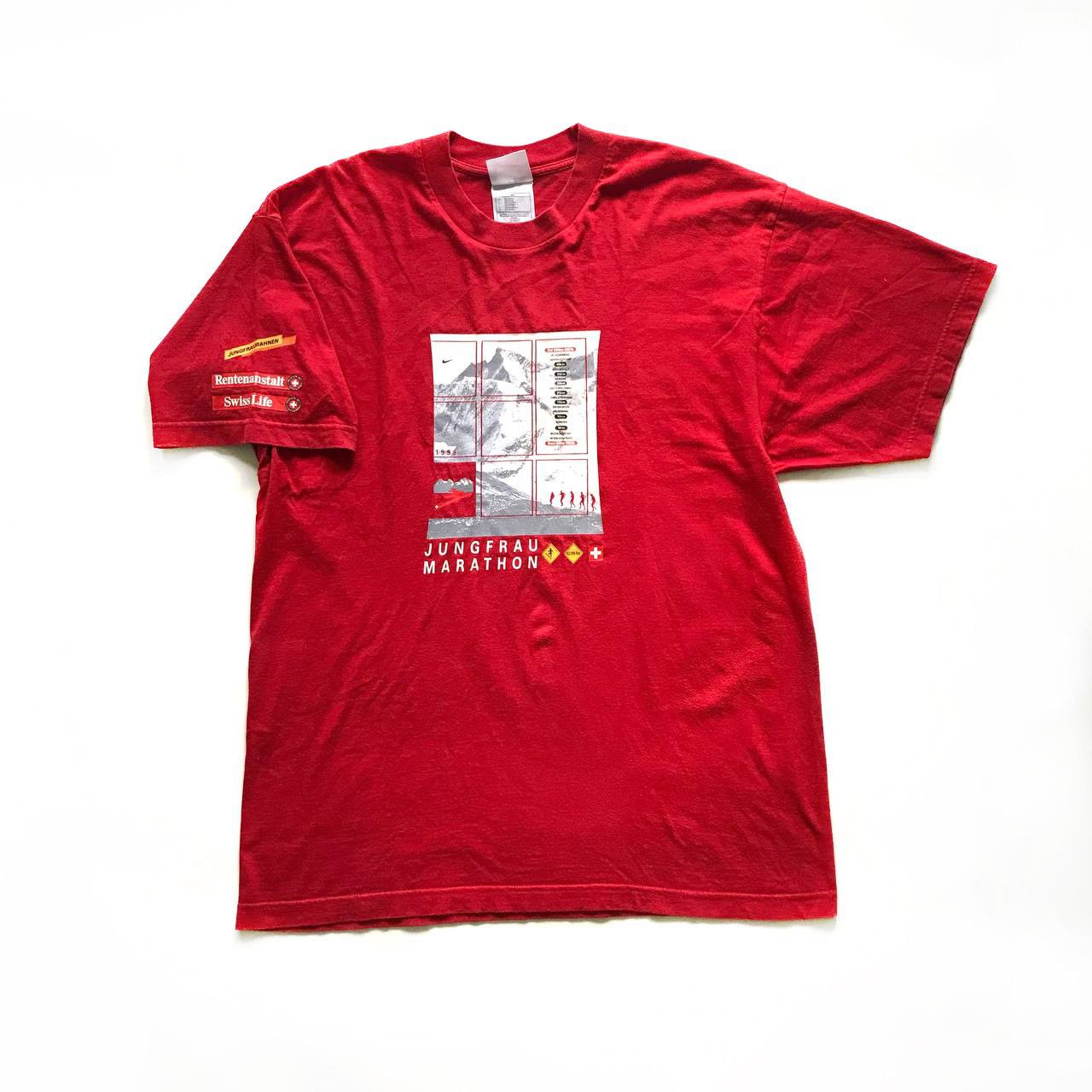 Nike × Vintage Vintage Red Nike Tee 1999 Jungfrau Marathon Size US L / EU 52-54 / 3 - 1 Thumbnail