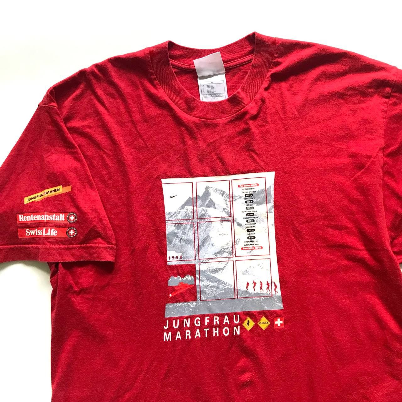 Nike × Vintage Vintage Red Nike Tee 1999 Jungfrau Marathon Size US L / EU 52-54 / 3 - 2 Thumbnail