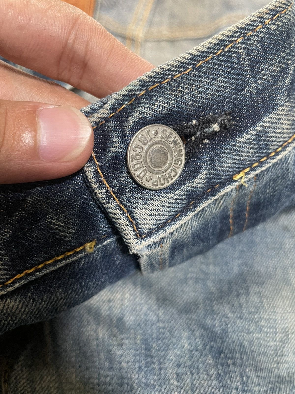 Japanese Brand × Johnbull 💥 SEWING CHOP JOHN BULL DISTRESSED SELVEDGE JAPAN DENIM Size US 36 / EU 52 - 9 Thumbnail