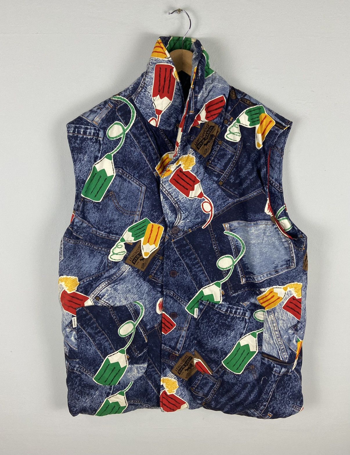 Vintage square circle marvellous OG Over Print Vest Jacket Size US XL / EU 56 / 4 - 1 Thumbnail