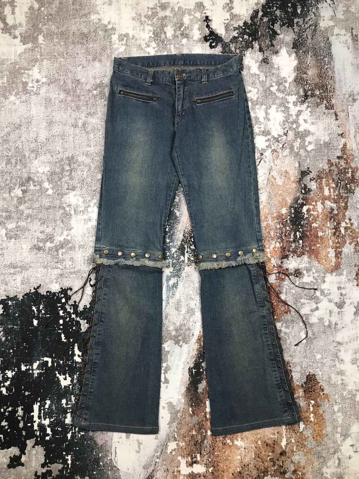 Vintage Japanese Brand Flare Avant Garden Style Denim Jeans