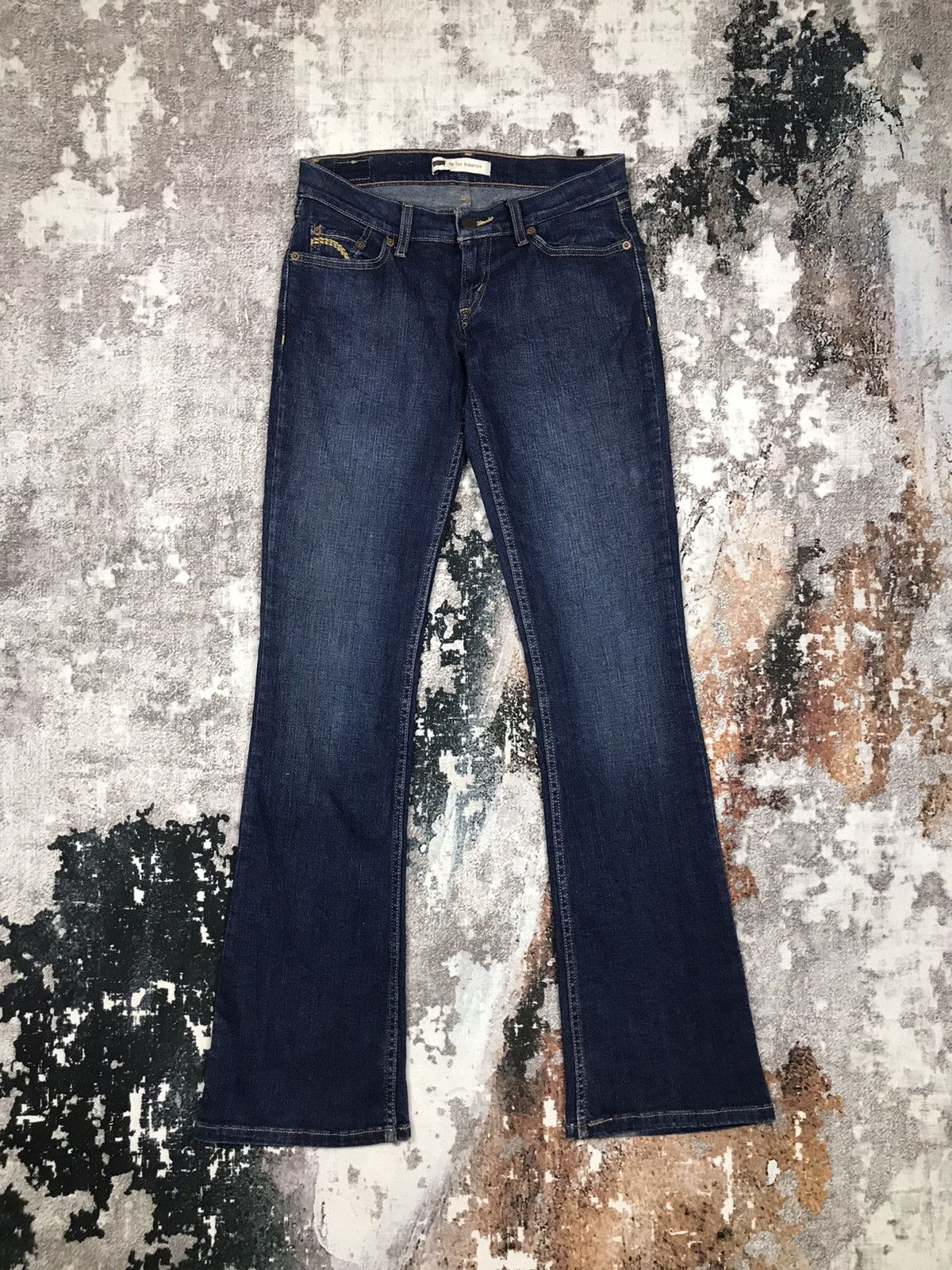 Levi's × Vintage Vintage Levis 524 Super Low Flare Distressed Denim Jeans Size 29" - 9 Thumbnail