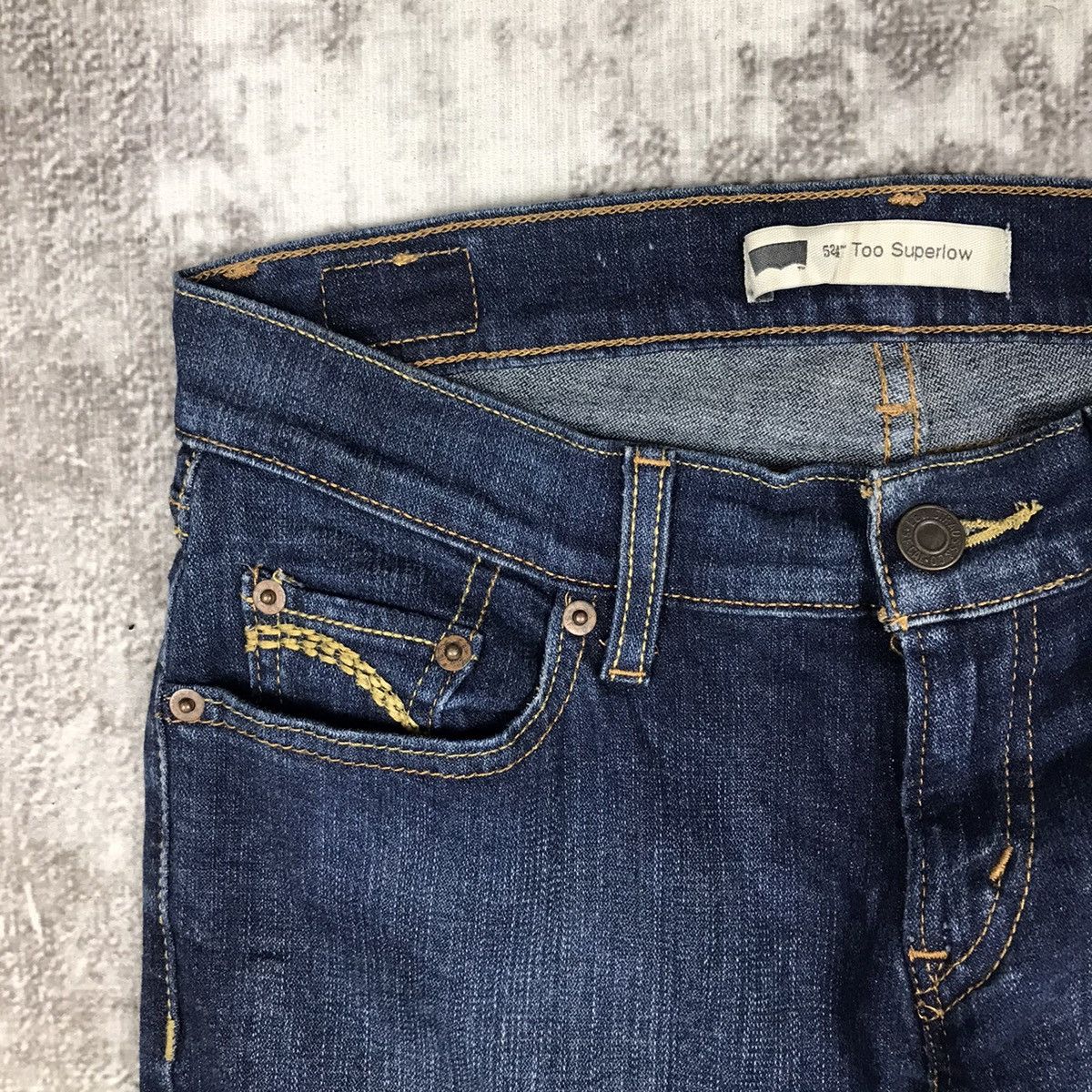 Levi's × Vintage Vintage Levis 524 Super Low Flare Distressed Denim Jeans Size 29" - 12 Thumbnail