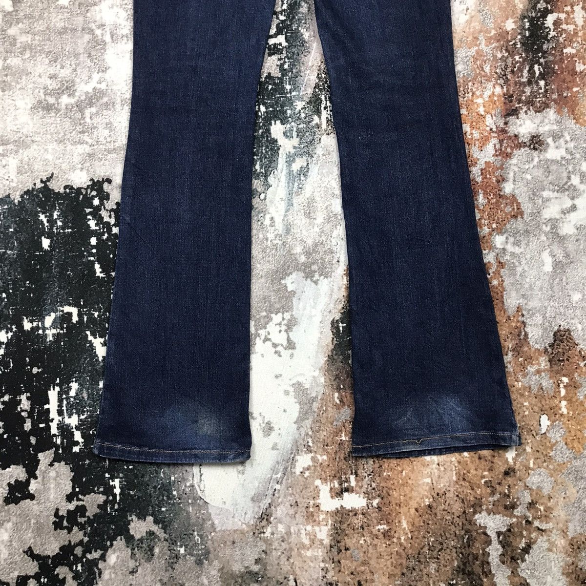 Levi's × Vintage Vintage Levis 524 Super Low Flare Distressed Denim Jeans Size 29" - 6 Thumbnail