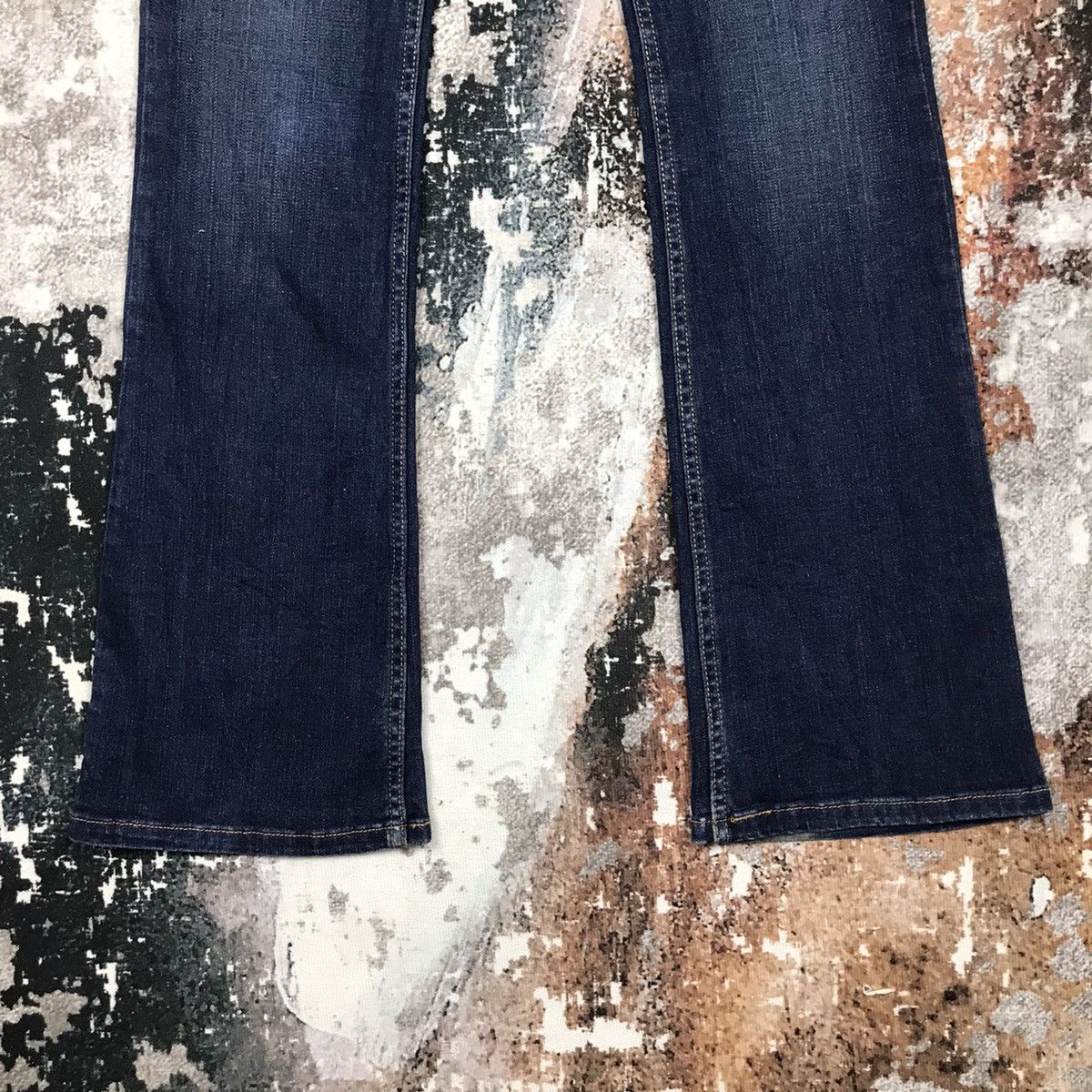 Levi's × Vintage Vintage Levis 524 Super Low Flare Distressed Denim Jeans Size 29" - 13 Thumbnail