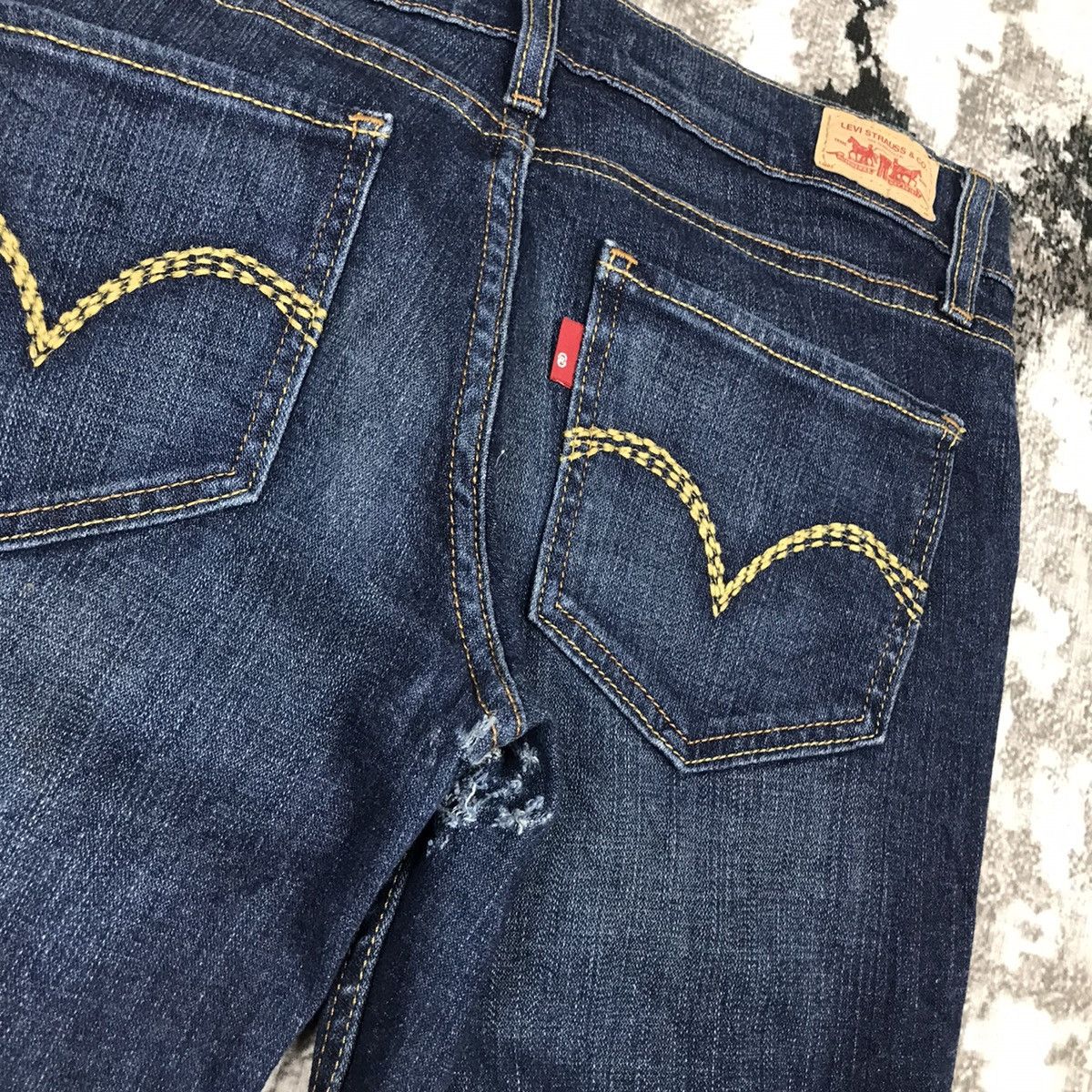 Levi's × Vintage Vintage Levis 524 Super Low Flare Distressed Denim Jeans Size 29" - 5 Thumbnail