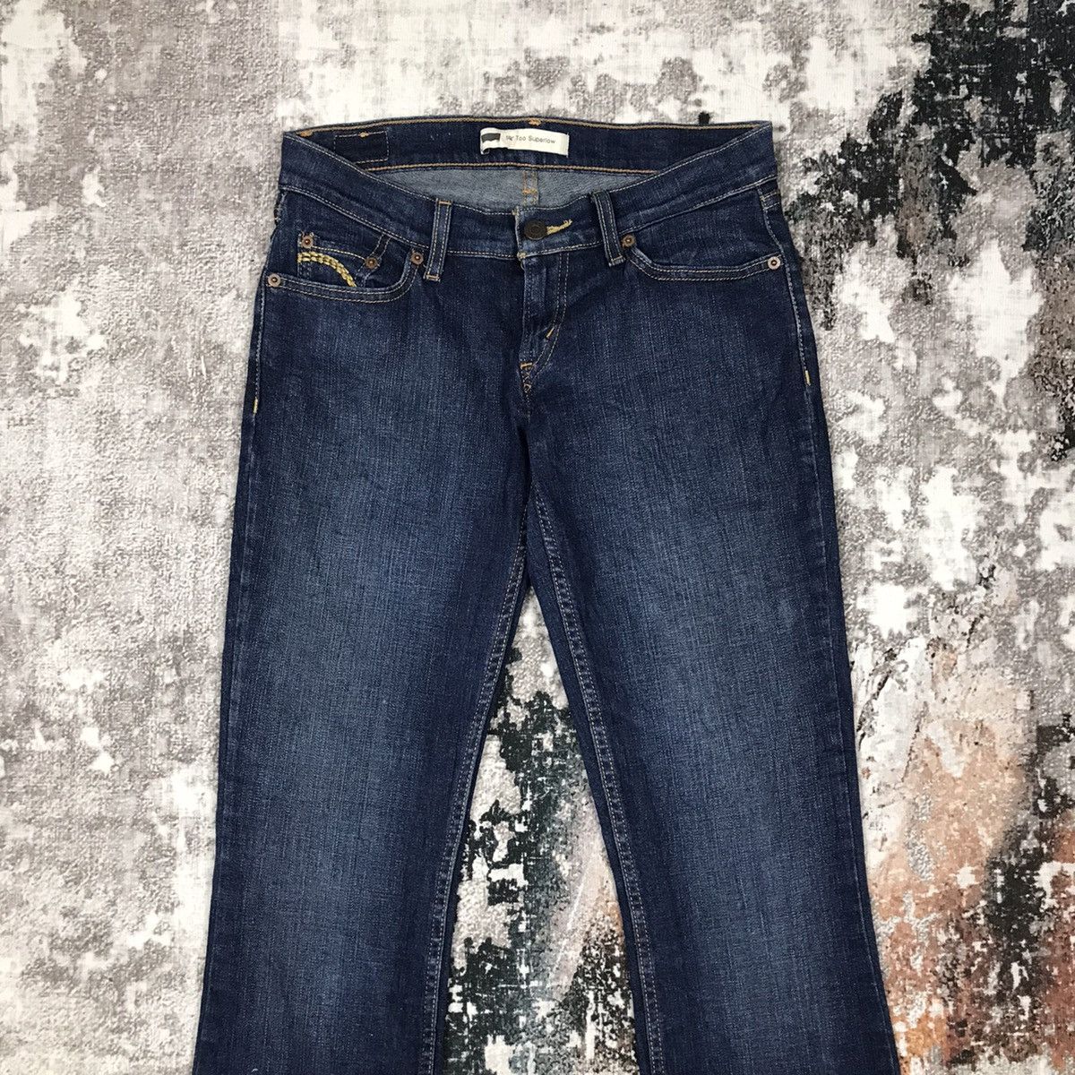 Levi's × Vintage Vintage Levis 524 Super Low Flare Distressed Denim Jeans Size 29" - 10 Thumbnail