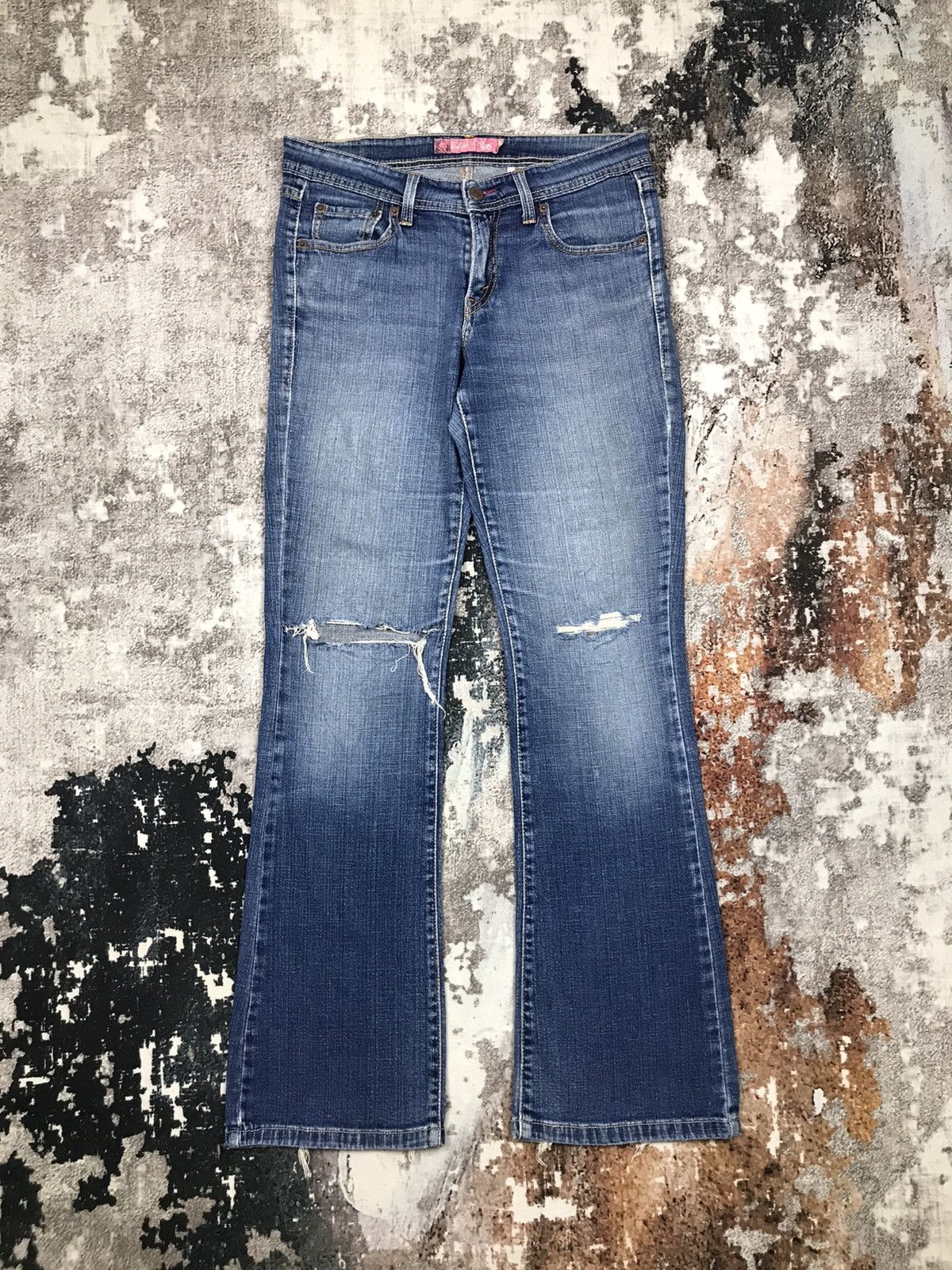 Levi's × Vintage Vintage Levis 518 Flare Light Wash Distressed Denim Jeans Size 30" / US 8 / IT 44 - 8 Thumbnail