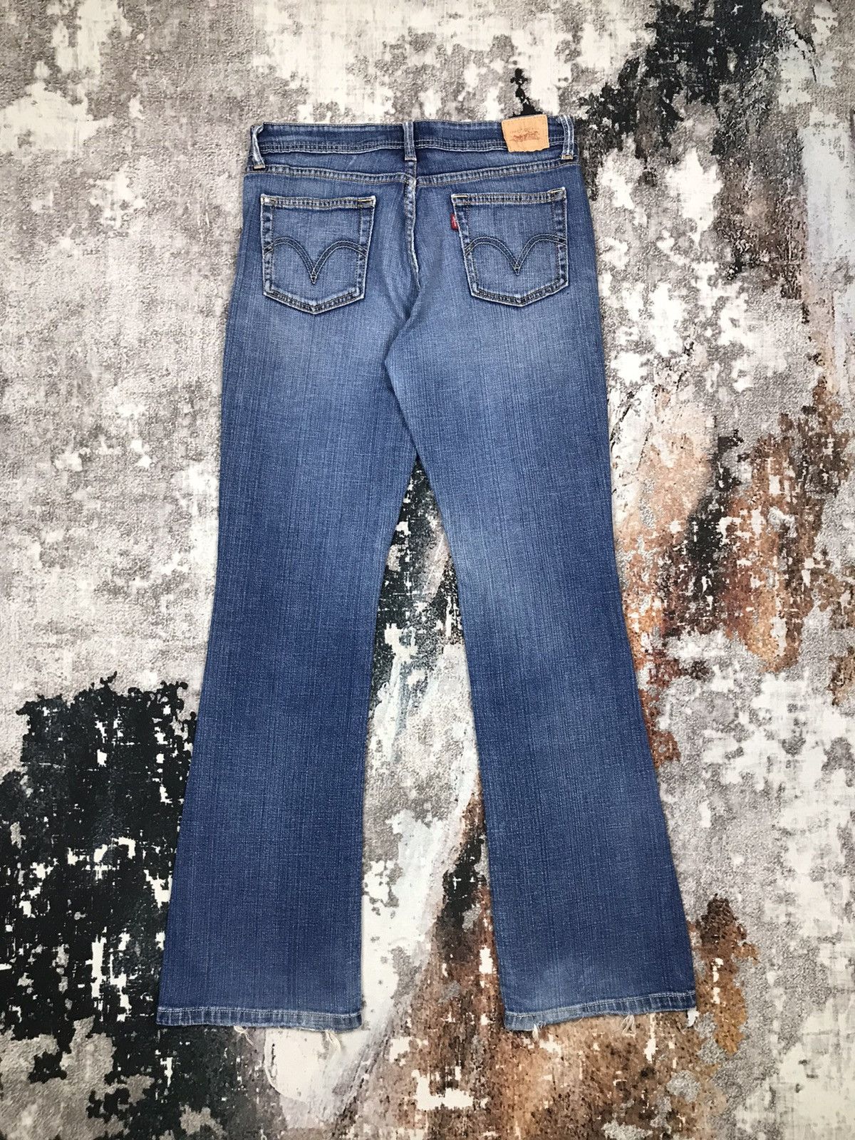 Vintage Levis 518 Flare Light Wash Distressed Denim Jeans Bottoms