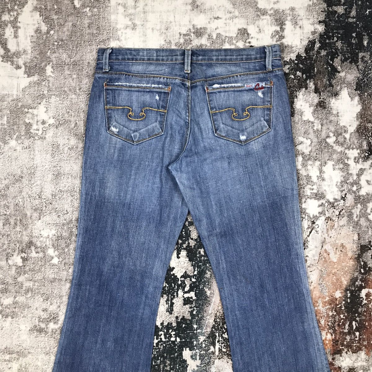 Vintage Vintage Blue Cult Flare Light Wash Denim Jeans Size 32" / US 10 / IT 46 - 2 Thumbnail