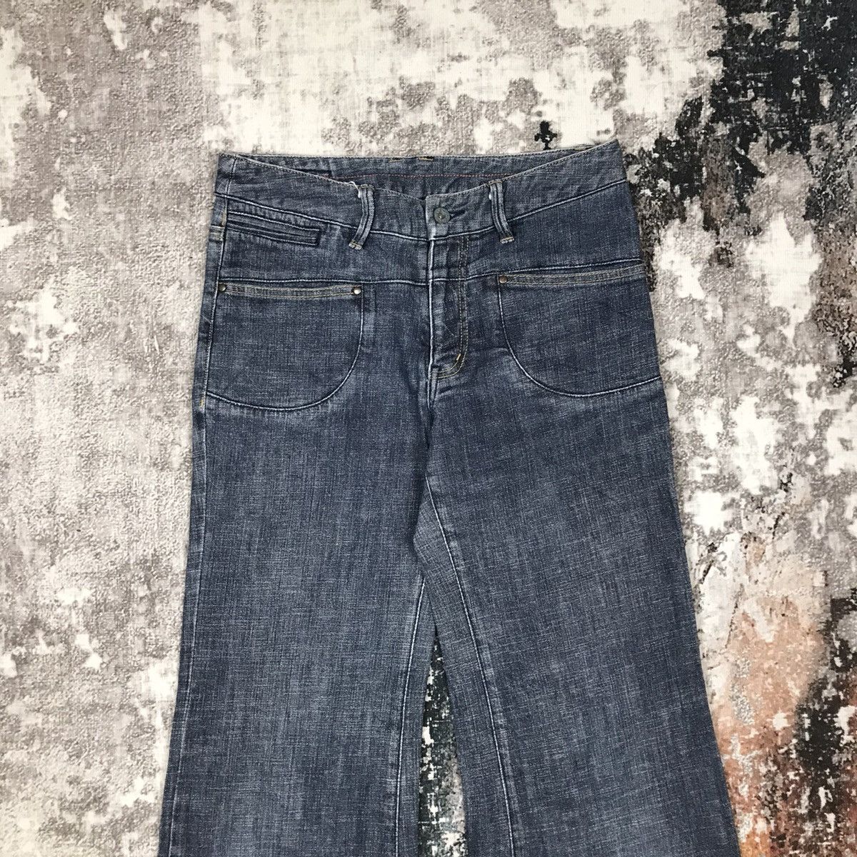 Japanese Brand × Vintage Vintage Japanese Sunny Clouds Flare Blue Denim Jeans Size 29" - 7 Thumbnail