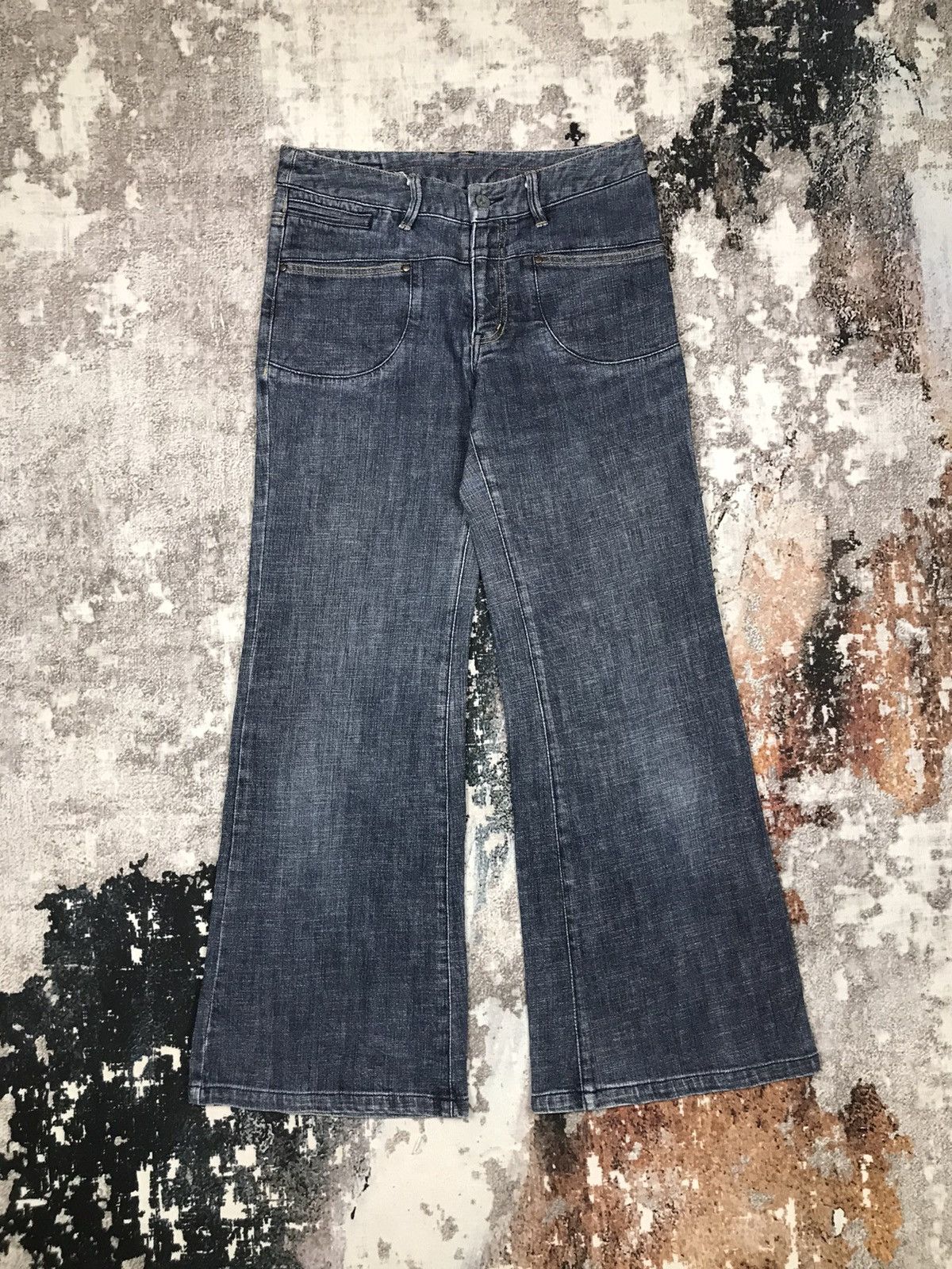 Japanese Brand × Vintage Vintage Japanese Sunny Clouds Flare Blue Denim Jeans Size 29" - 6 Thumbnail