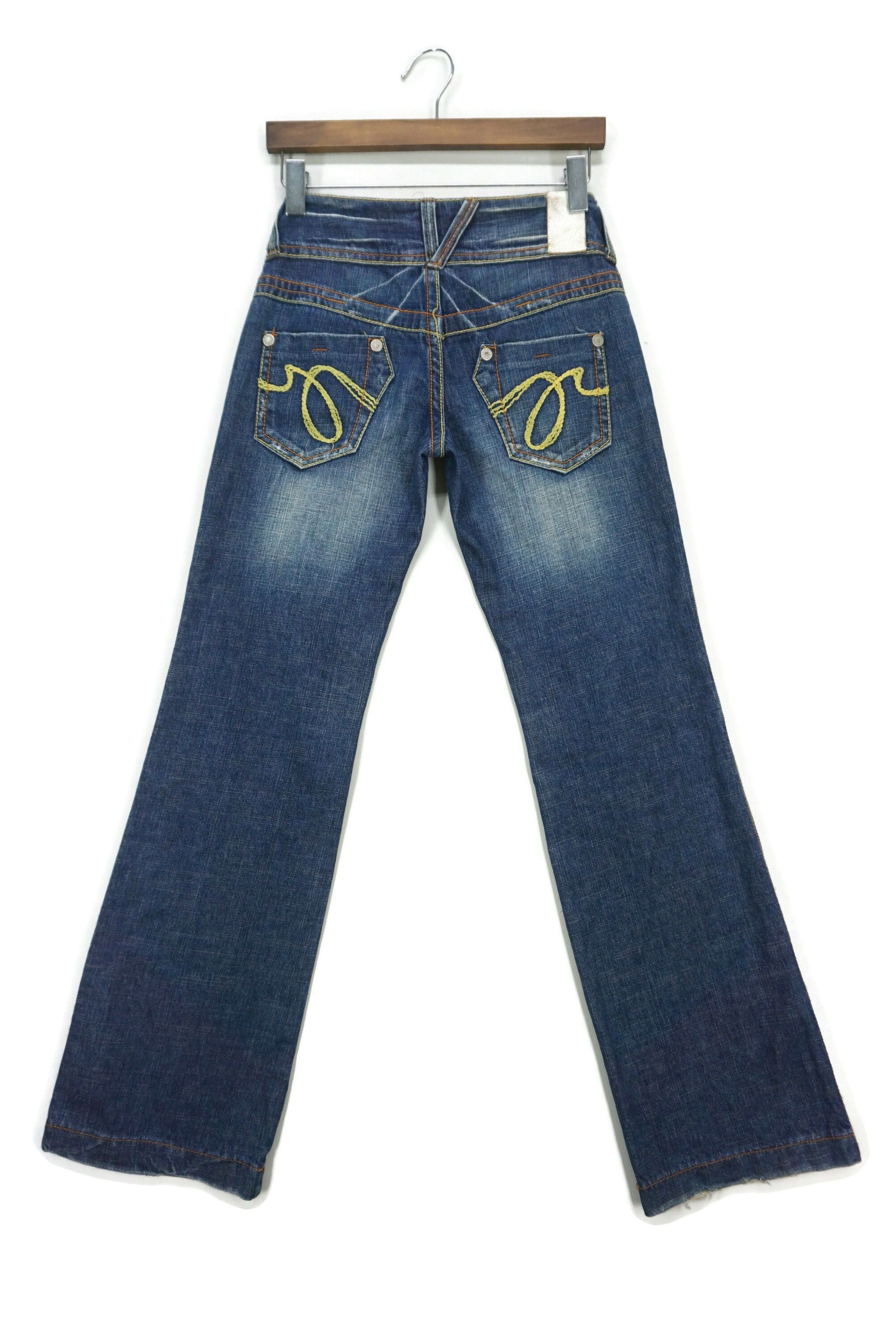image of Rodeo Red Pepper Brigid Bootcut Hickory Dungarees Flare Embellish in Blue, Women's (Size 26)