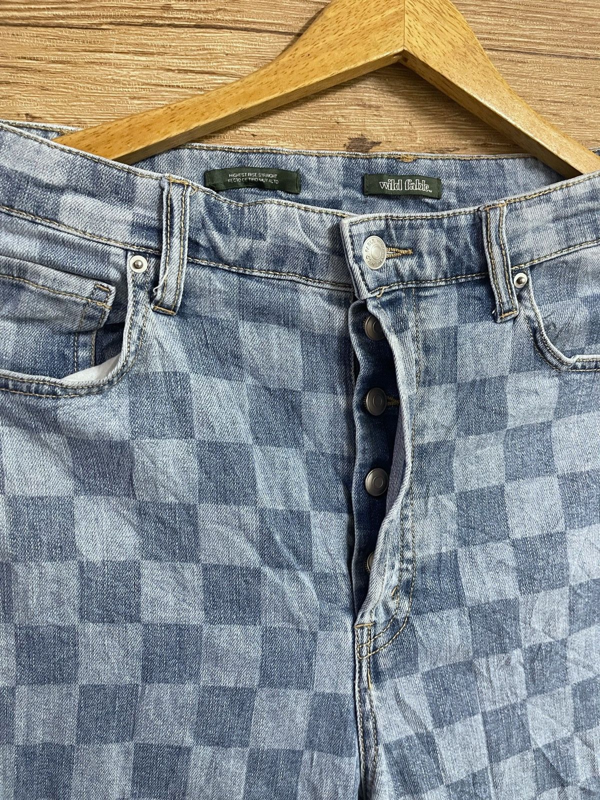 Vintage Checkerboard Denim Stretch Punk Biker W31 L40