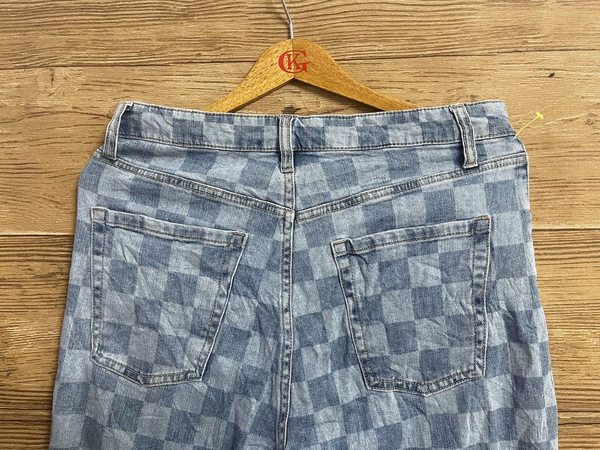 Vintage Checkerboard Denim Stretch Punk Biker W31 L40