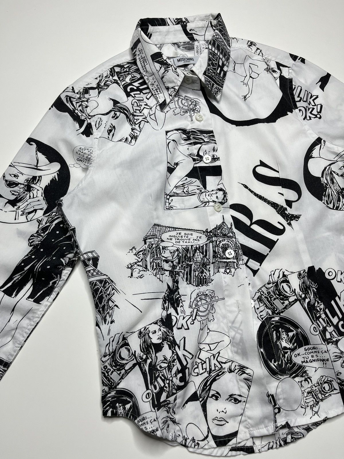 Moschino Vintage Moschino Jeans Comics All Over Print Shirt Size S / US 4 / IT 40 - 10 Thumbnail
