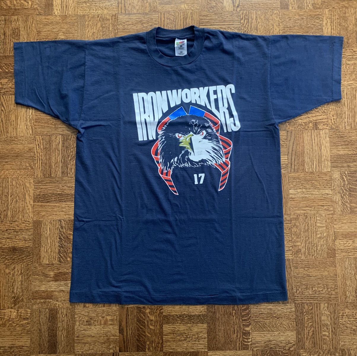 Vintage 90s Ironworkers Bald Eagle America Graphic Tee Shirt | Grailed