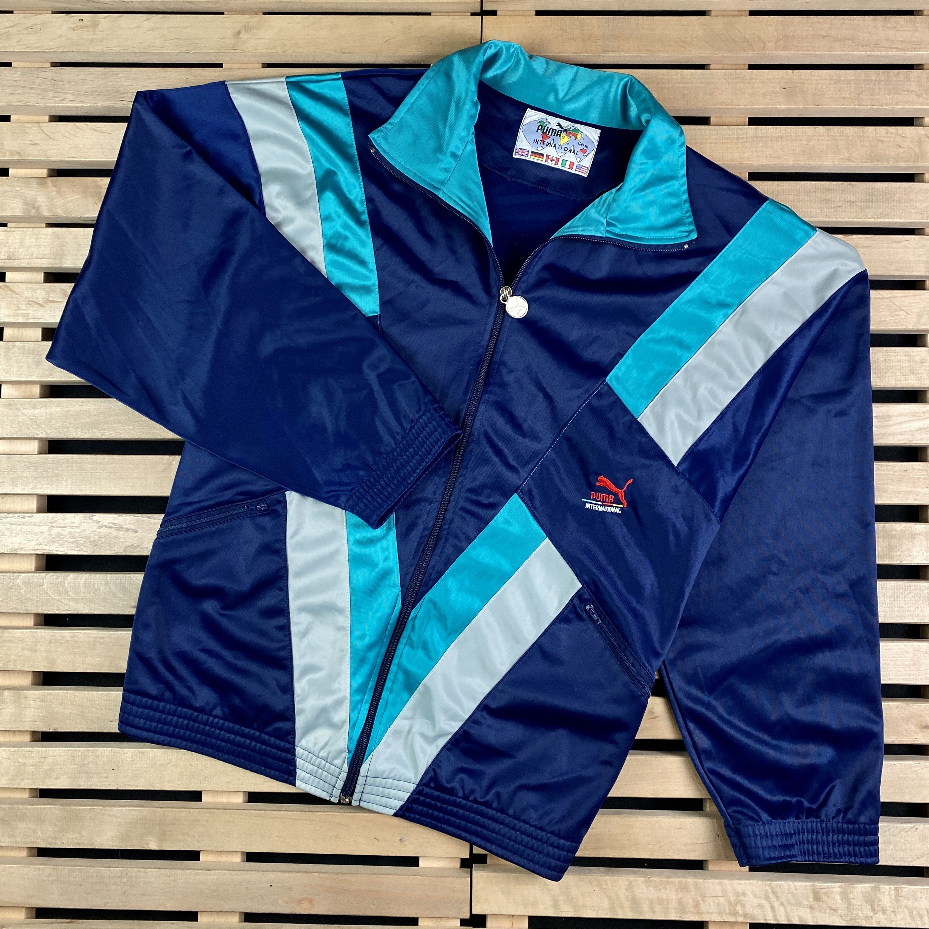 Puma × Vintage Mens Zip Track Jacket Bomber Puma Vintage Size 7 Size US L / EU 52-54 / 3 - 1 Thumbnail