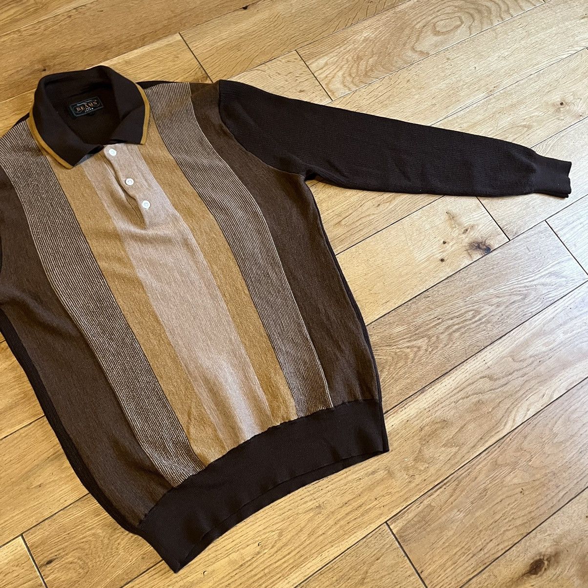 Beams Plus Striped Longsleeve Polo Size US L / EU 52-54 / 3 - 2 Thumbnail