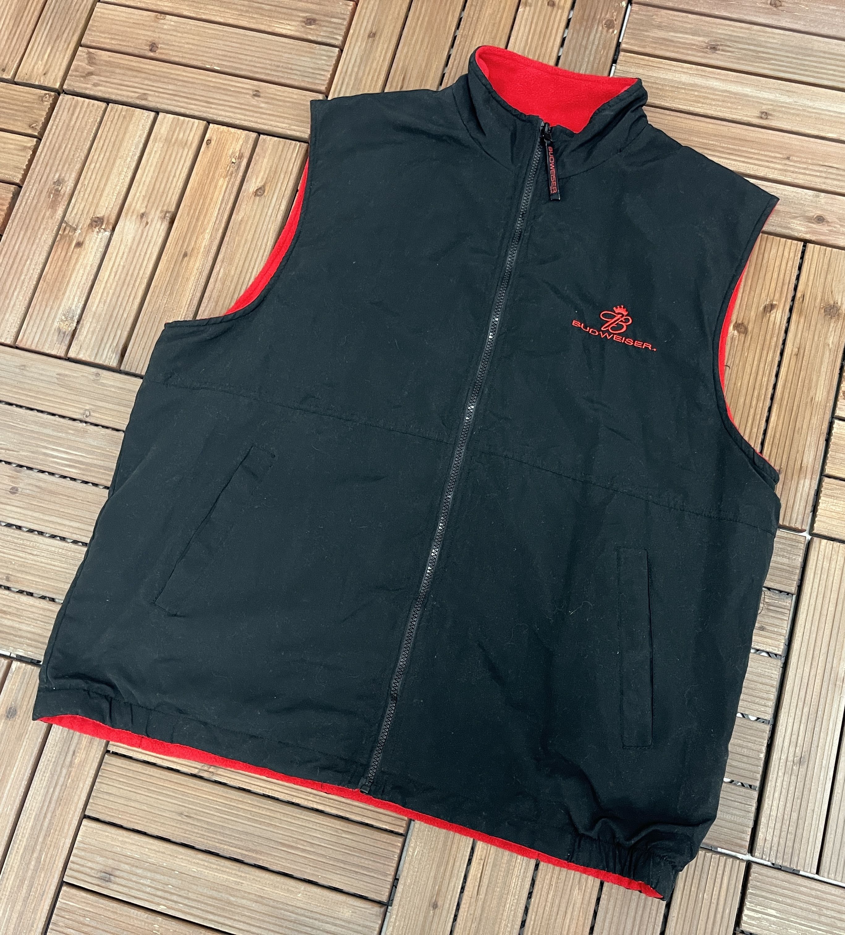 Vintage Budweiser Reversible Graphic Fleece Vintage Vest Jacket Size US XL / EU 56 / 4 - 3 Thumbnail