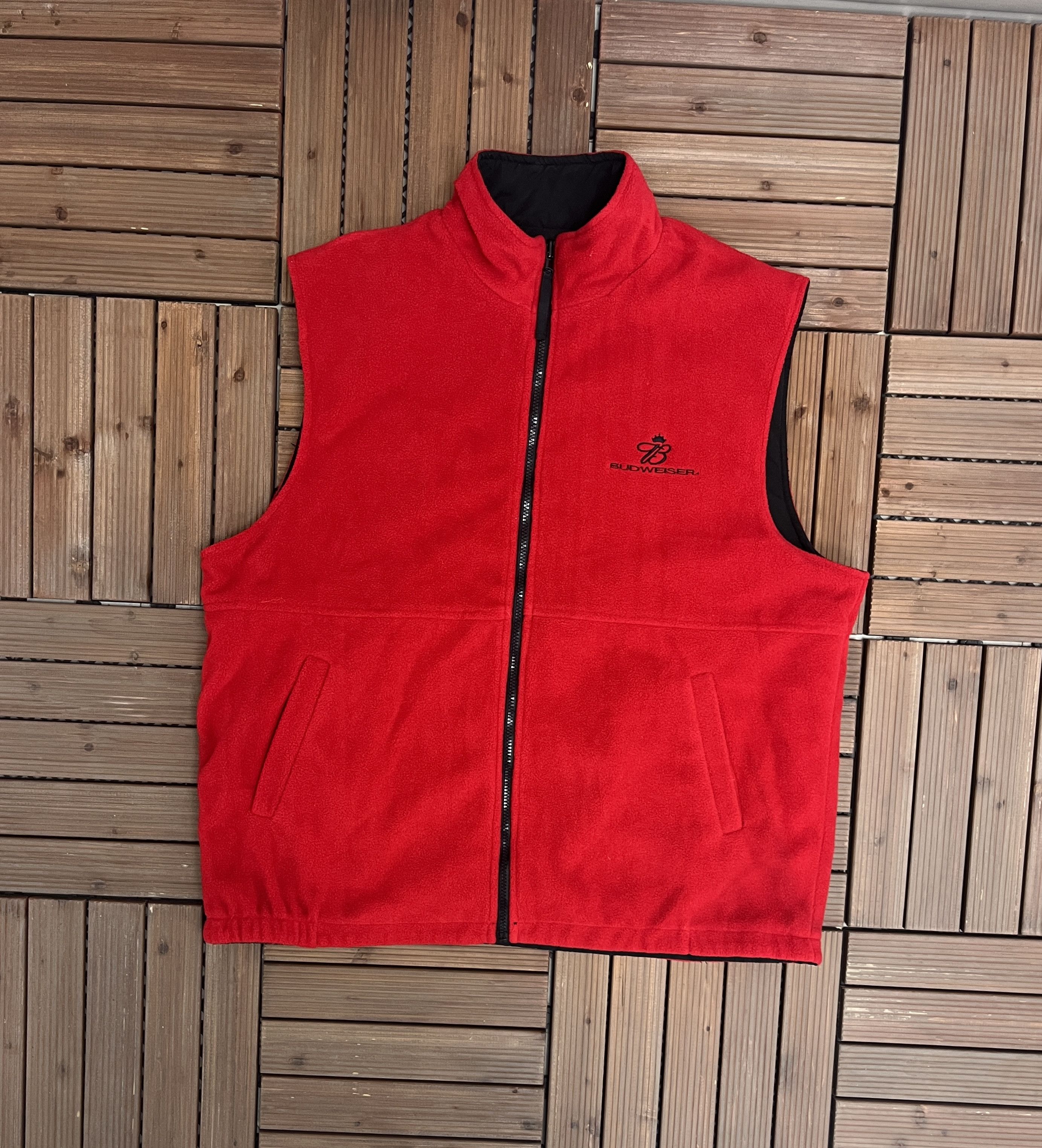 Vintage Budweiser Reversible Graphic Fleece Vintage Vest Jacket Size US XL / EU 56 / 4 - 5 Thumbnail