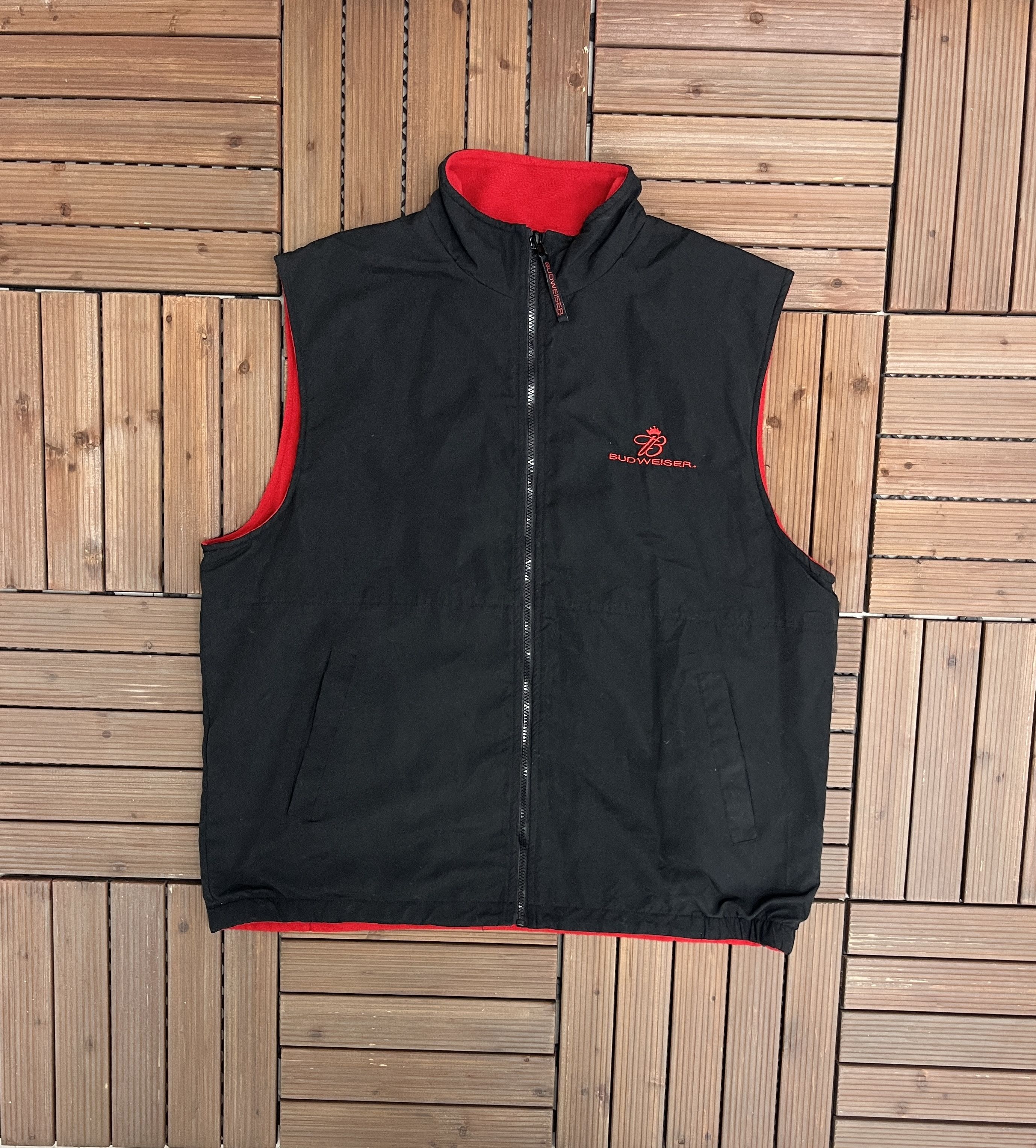 Vintage Budweiser Reversible Graphic Fleece Vintage Vest Jacket Size US XL / EU 56 / 4 - 1 Thumbnail