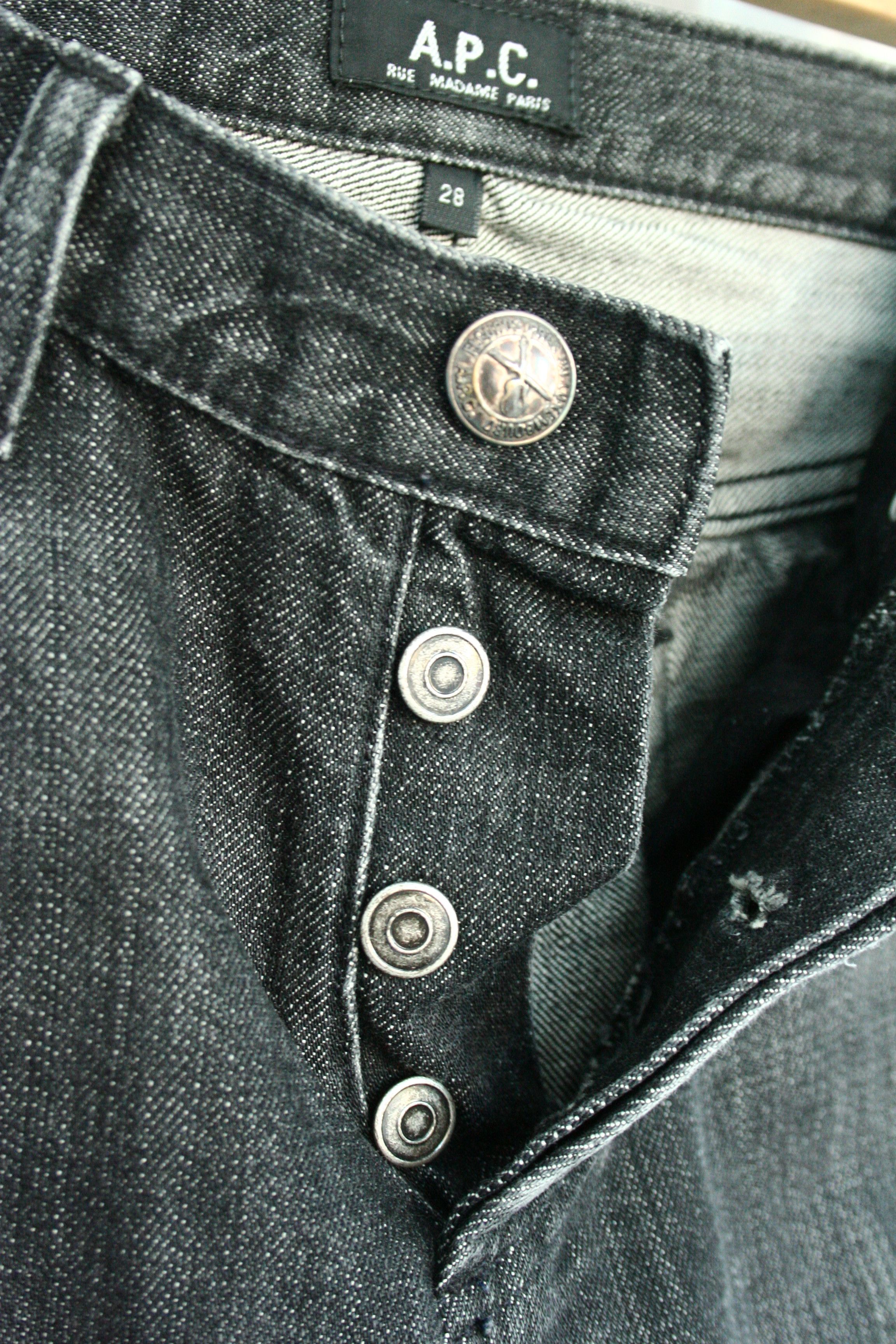 A.P.C. APC New Cure Raw Chrome Saint Black Jeans Laurent Hearts Size US 30 / EU 46 - 1 Thumbnail