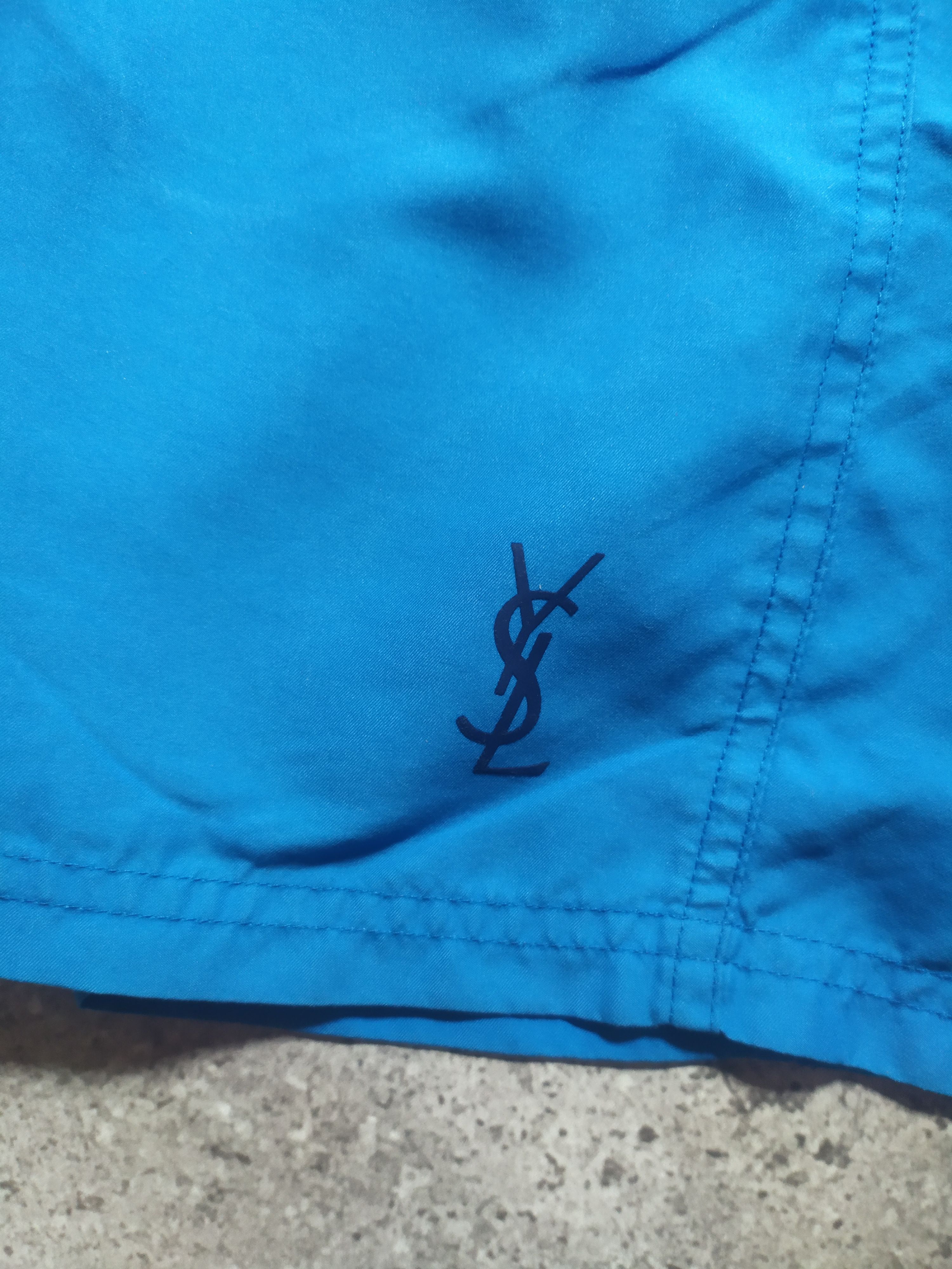 Vintage × Yves Saint Laurent Vintage YSL Yves Saint Laurent big logo blue Shorts 90s Size US 32 / EU 48 - 2 Thumbnail