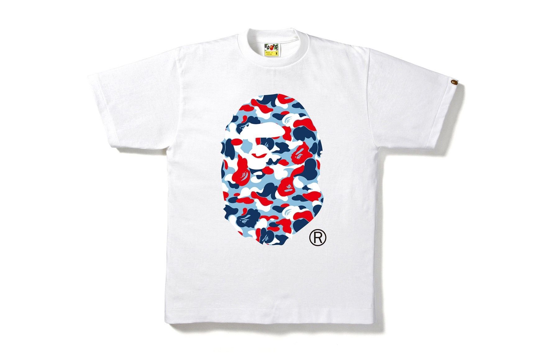 red white and blue bape shirt