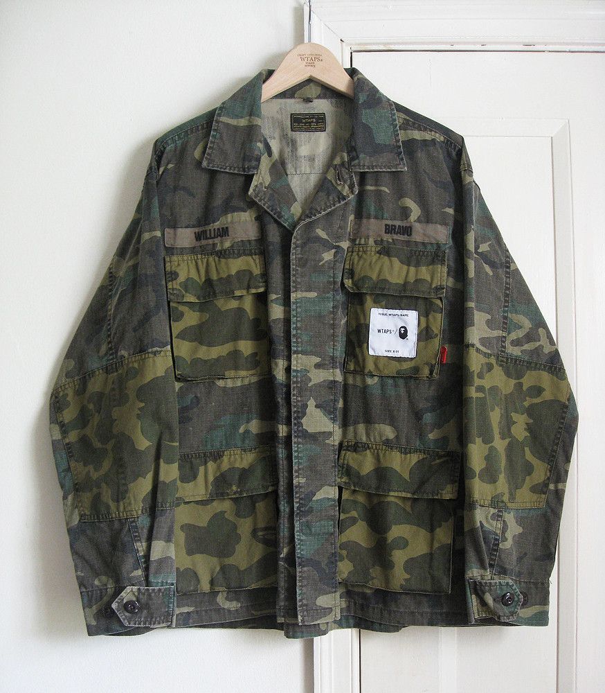 Bape × Wtaps Bape x Wtaps Jungle Shirt Woodland Camo | Grailed