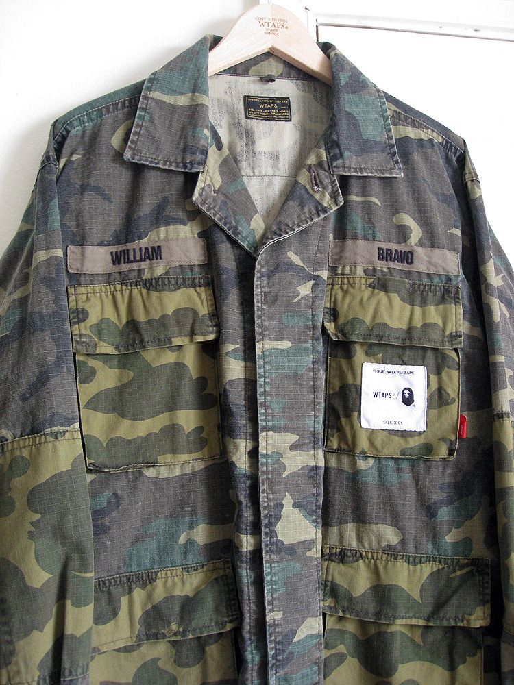 Bape × Wtaps Bape x Wtaps Jungle Shirt Woodland Camo | Grailed