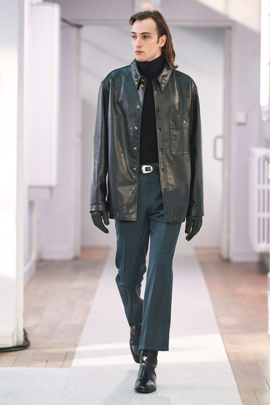 Lemaire Perforated Elastic Waist Blue Pants Christophe