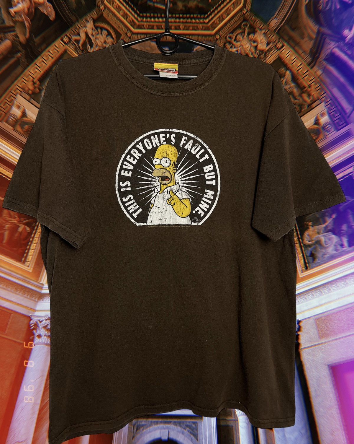 Vintage tee t-shirt The Simpson Homer 2002 brown big logo