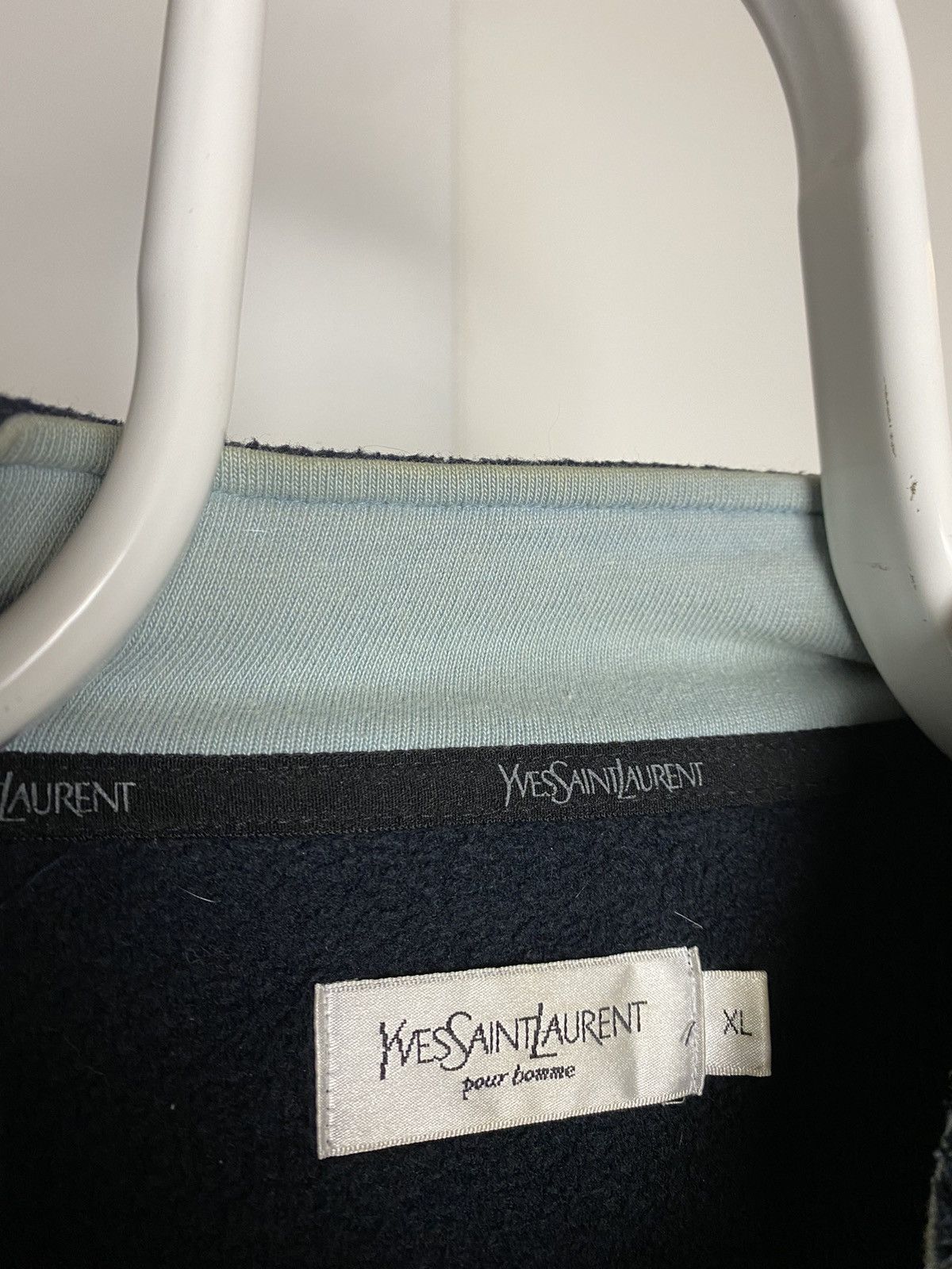 Yves Saint Laurent YSL fleece vintage big logo Yves Saint Laurent navy 2000s Size US XL / EU 56 / 4 - 4 Thumbnail