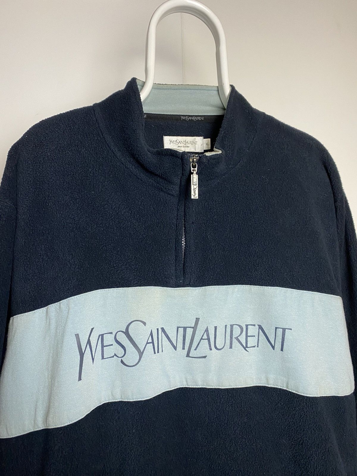 Yves Saint Laurent YSL fleece vintage big logo Yves Saint Laurent navy 2000s Size US XL / EU 56 / 4 - 2 Thumbnail