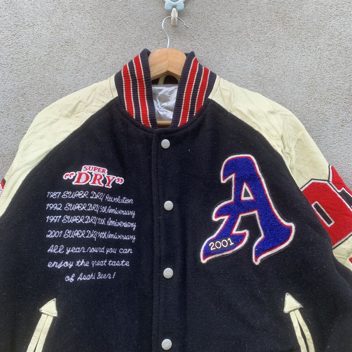 Superdry SUPERDRY BIG LOGO VARSITY JACKET LEATHER HANDLING VERY RARE Size US L / EU 52-54 / 3 - 2 Thumbnail