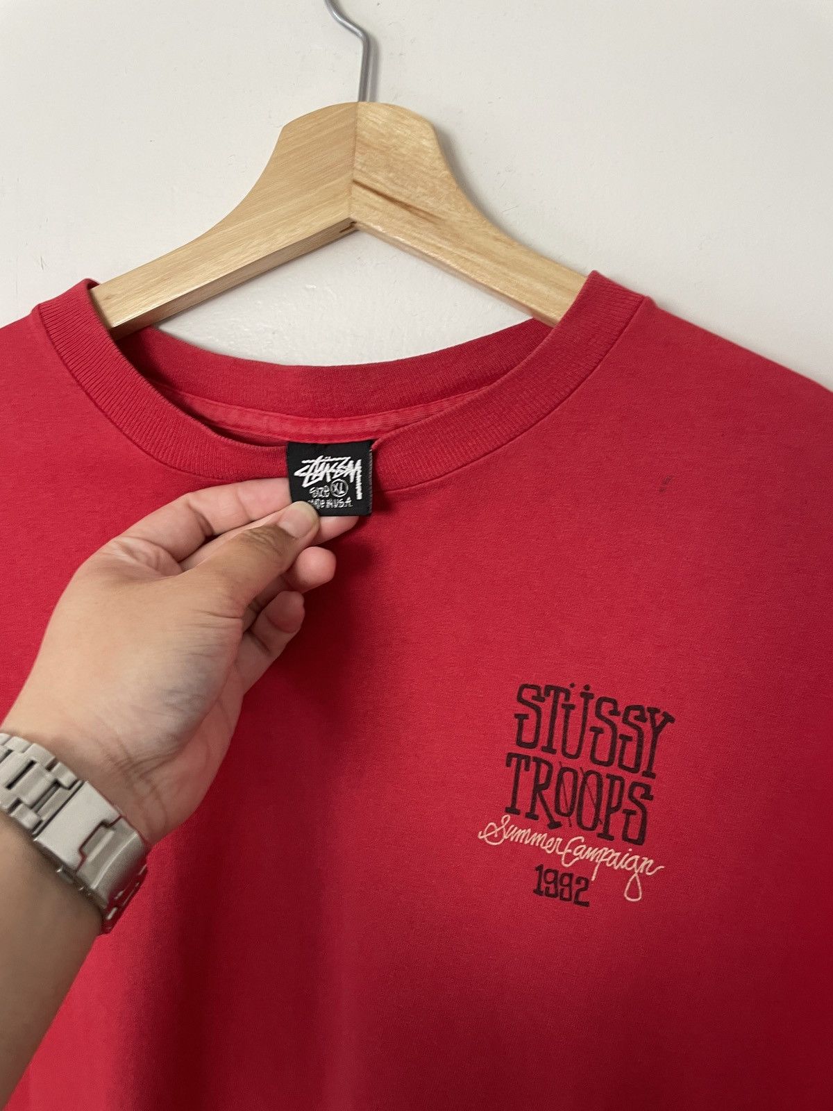 トップス 90s STUSSY TROOPS SUMMER CAMPAIGN 1992 Vintage 90s 1992 Stüssy Troops Summer Campaign tee