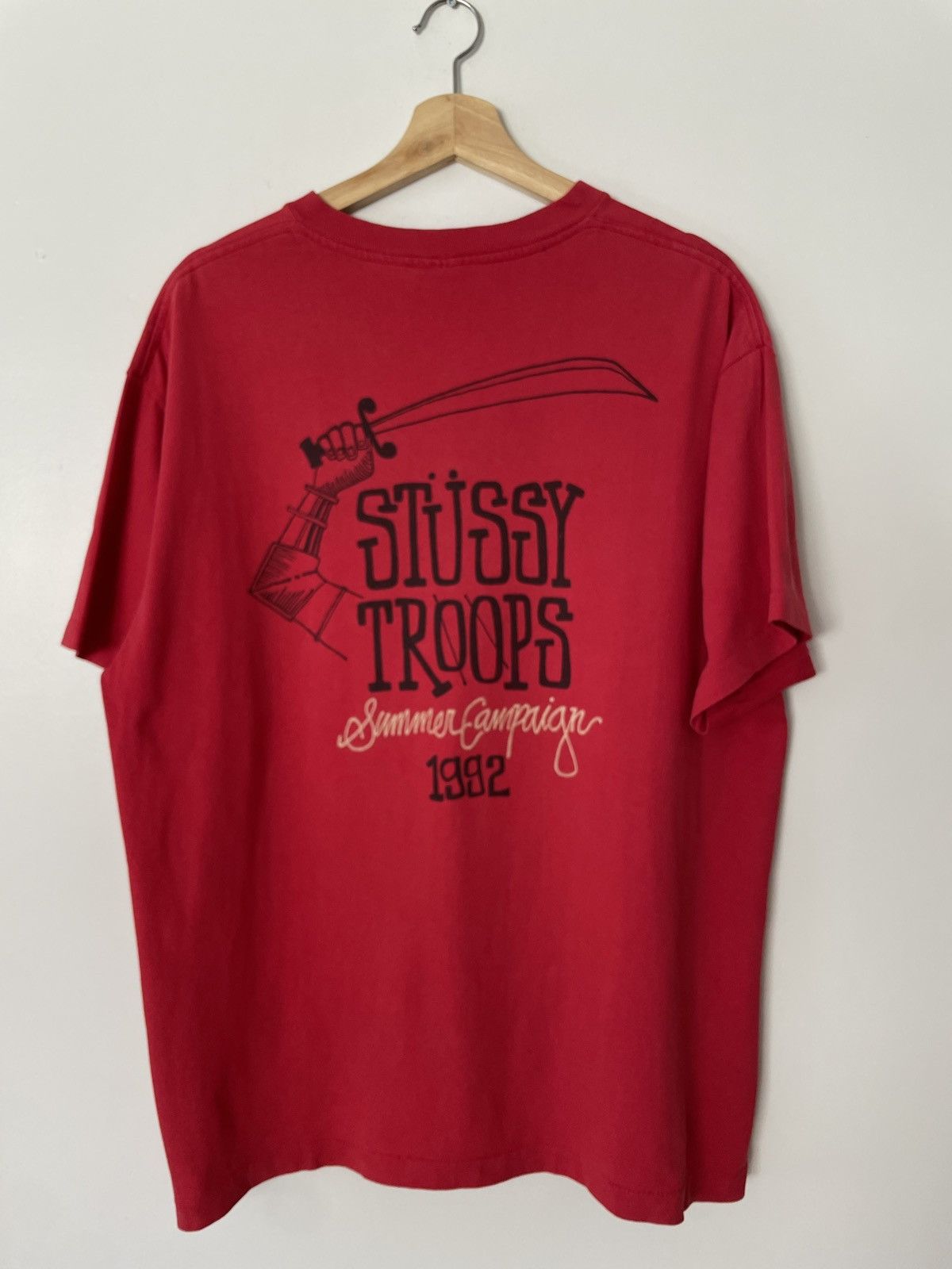 トップス 90s STUSSY TROOPS SUMMER CAMPAIGN 1992 Vintage 90s 1992 Stüssy Troops Summer Campaign tee