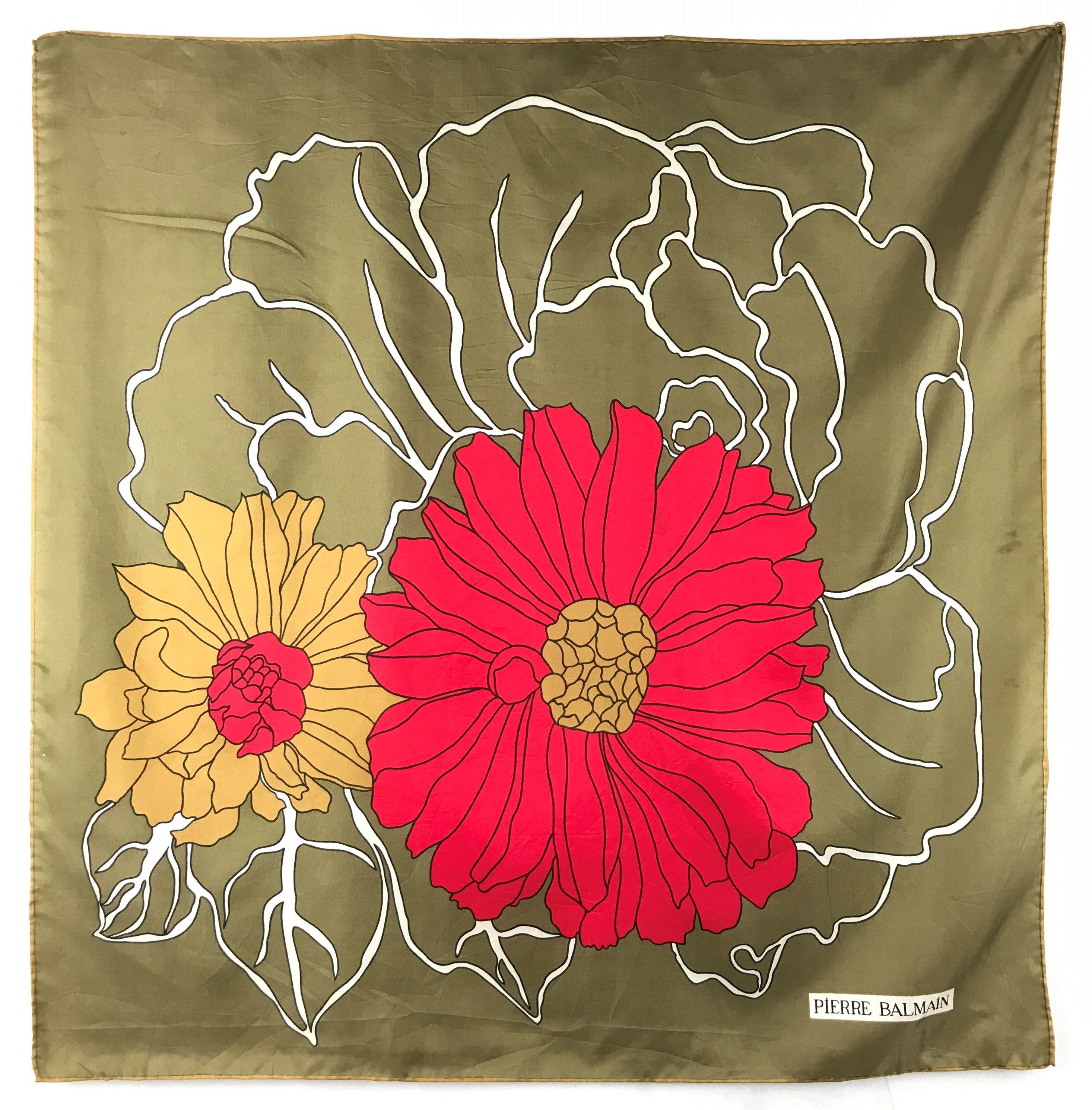 PB912 PIERRE BALMAIN Vintage Women Silk Scarf Scarves