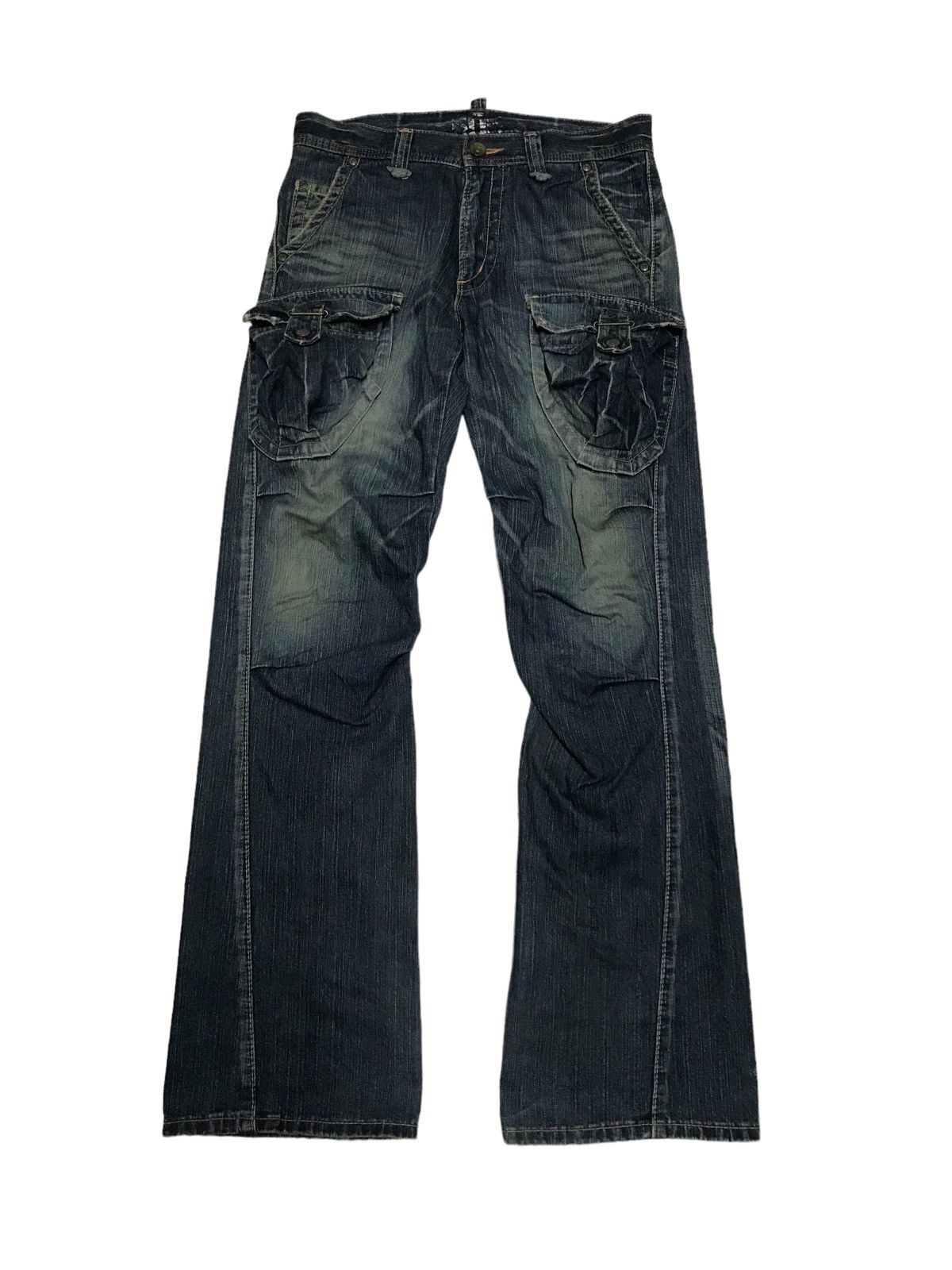 Pre-owned Avant Garde X Hysteric Glamour Extra Flarededwin 3d Front Pocket Distressed Denim Pants In Blue