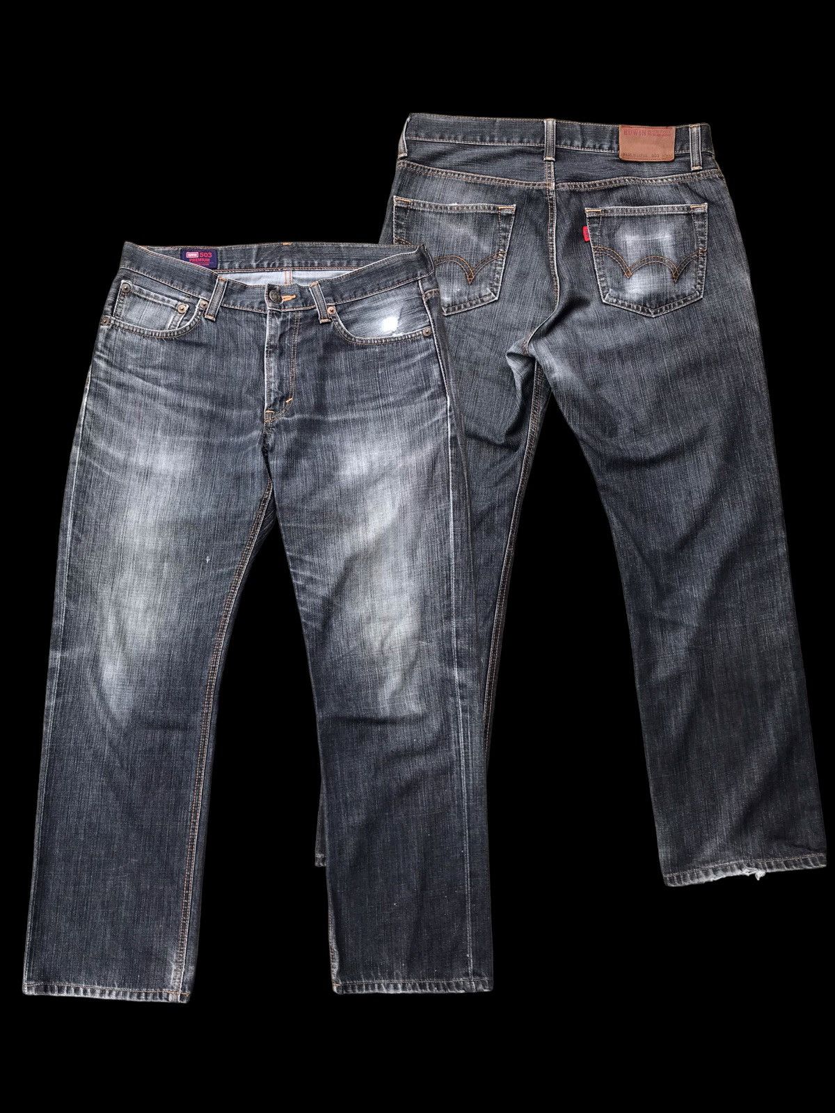 Hysteric Glamour × If Six Was Nine BAGGY⚡Washed Distressed Edwin 503 Premium Denim Jeans Pants Size US 33 - 1 Thumbnail