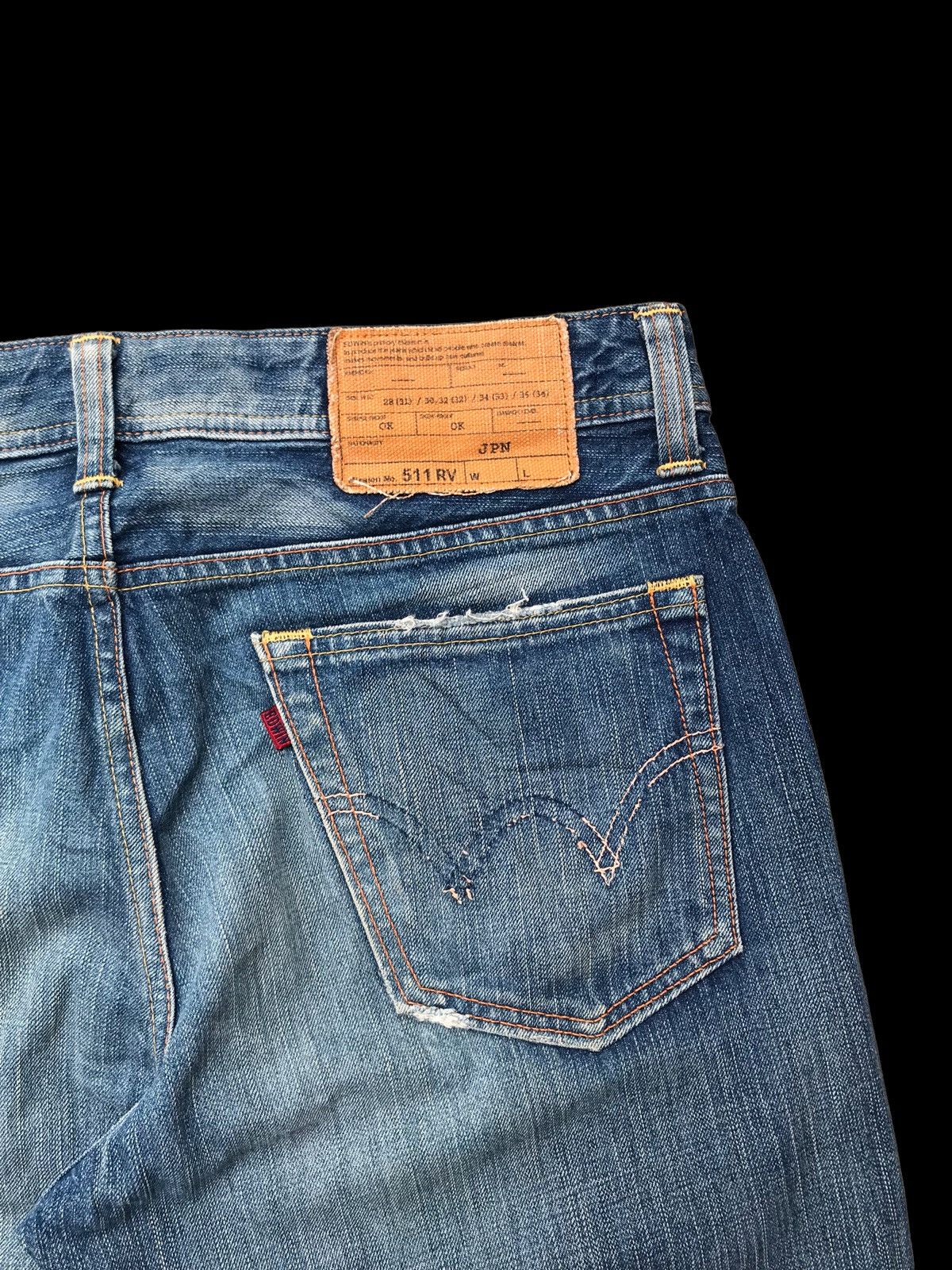 Hysteric Glamour × If Six Was Nine × Japanese Brand BAGGY⚡Edwin 511 RV Faded Distressed Denim Jeans Pants Size US 34 / EU 50 - 11 Thumbnail