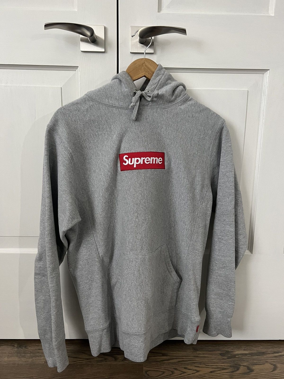 supreme heather grey box logo hoodie