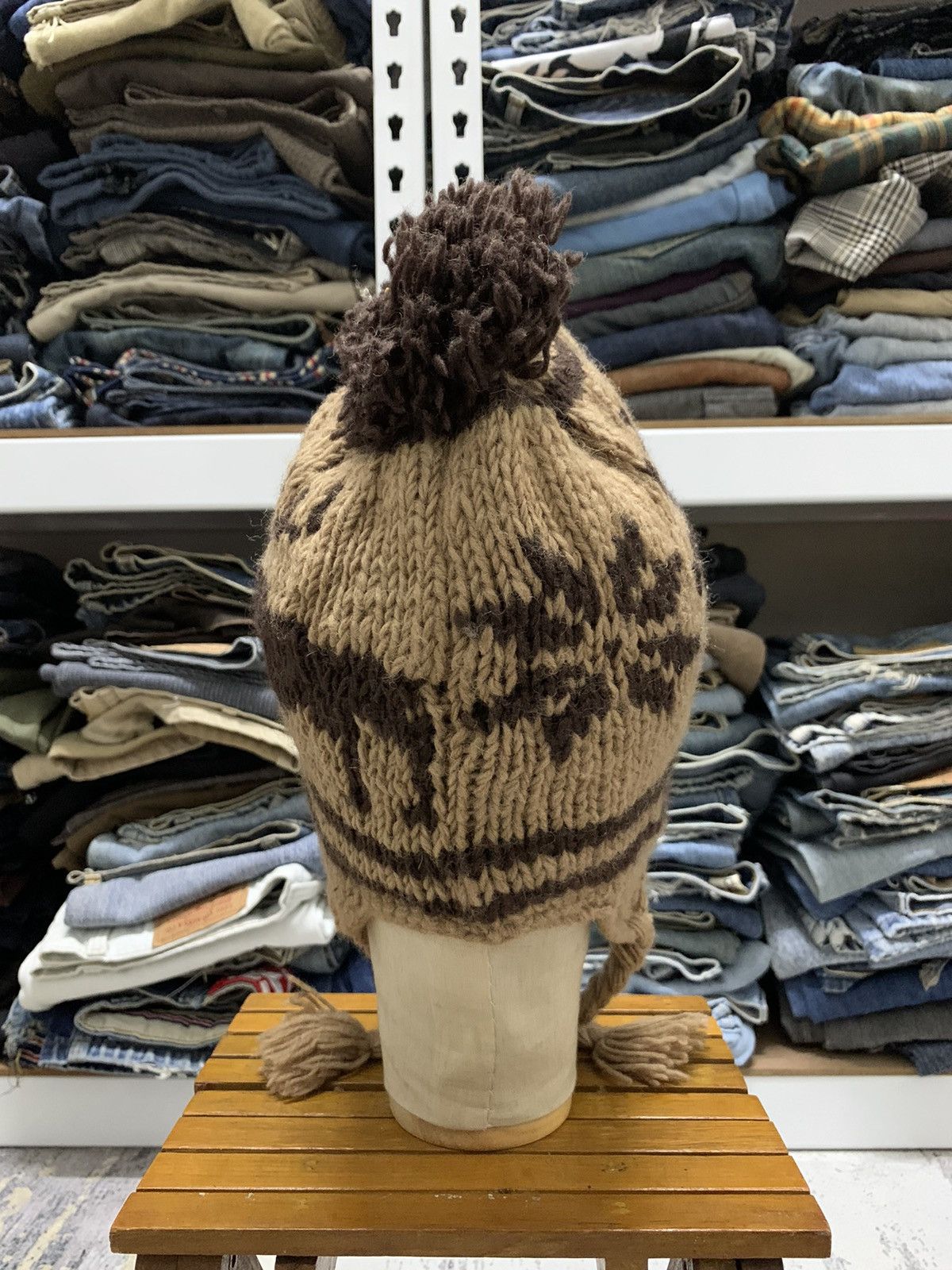 If Six Was Nine Vintage Ear Flap Deer Knit Wool Winter Beanie Hat Size ONE SIZE - 4 Thumbnail