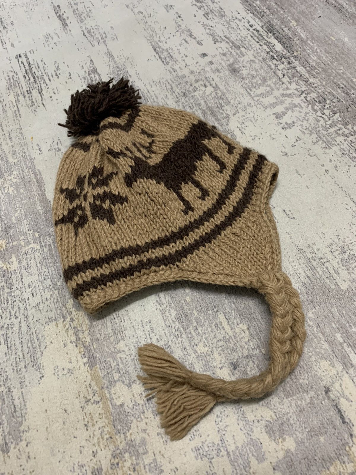 If Six Was Nine Vintage Ear Flap Deer Knit Wool Winter Beanie Hat Size ONE SIZE - 6 Thumbnail