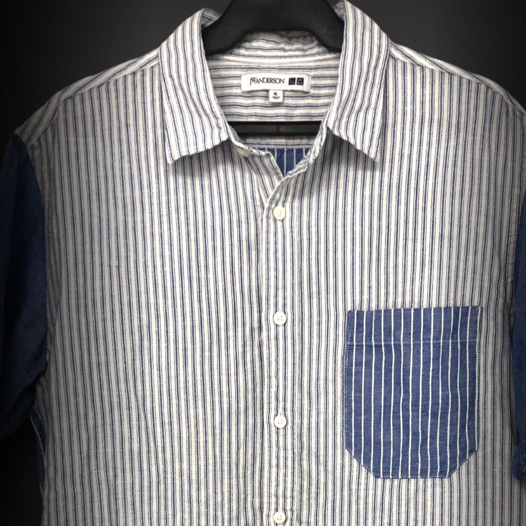 JW Anderson × Uniqlo Striped Chambray S/S Button Up Shirt Size US XL / EU 56 / 4 - 2 Thumbnail