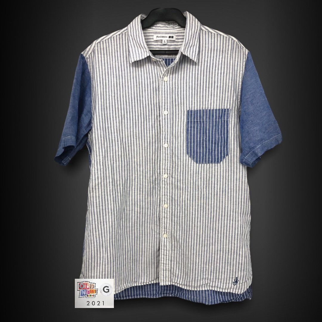 JW Anderson × Uniqlo Striped Chambray S/S Button Up Shirt Size US XL / EU 56 / 4 - 1 Thumbnail
