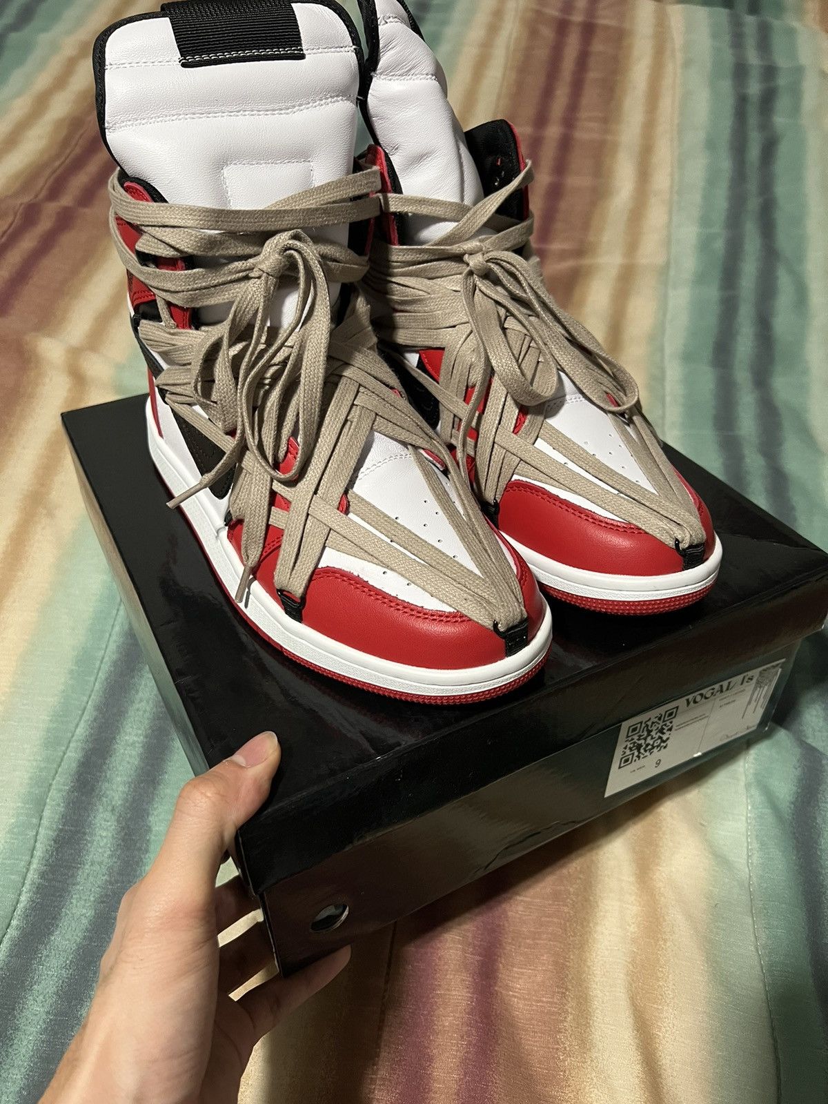 Custom Vogal Stand 1's (Rick Owens Geobasket x Jordan 1 Chicago) | Grailed