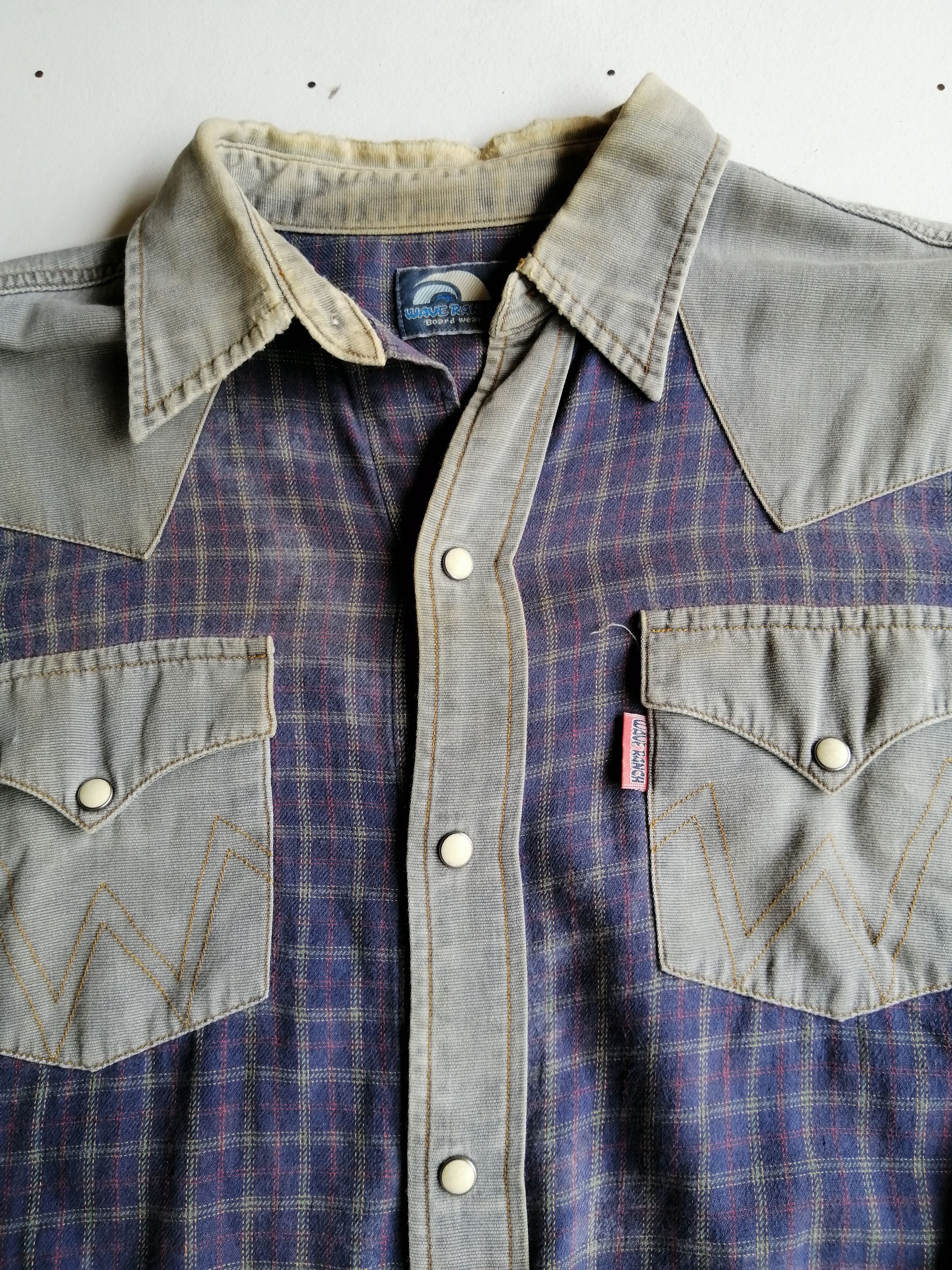 Denim & Co. × Designer Vintage Wave Ranch Board Wear Flannel Denim Button Up Size US M / EU 48-50 / 2 - 3 Thumbnail